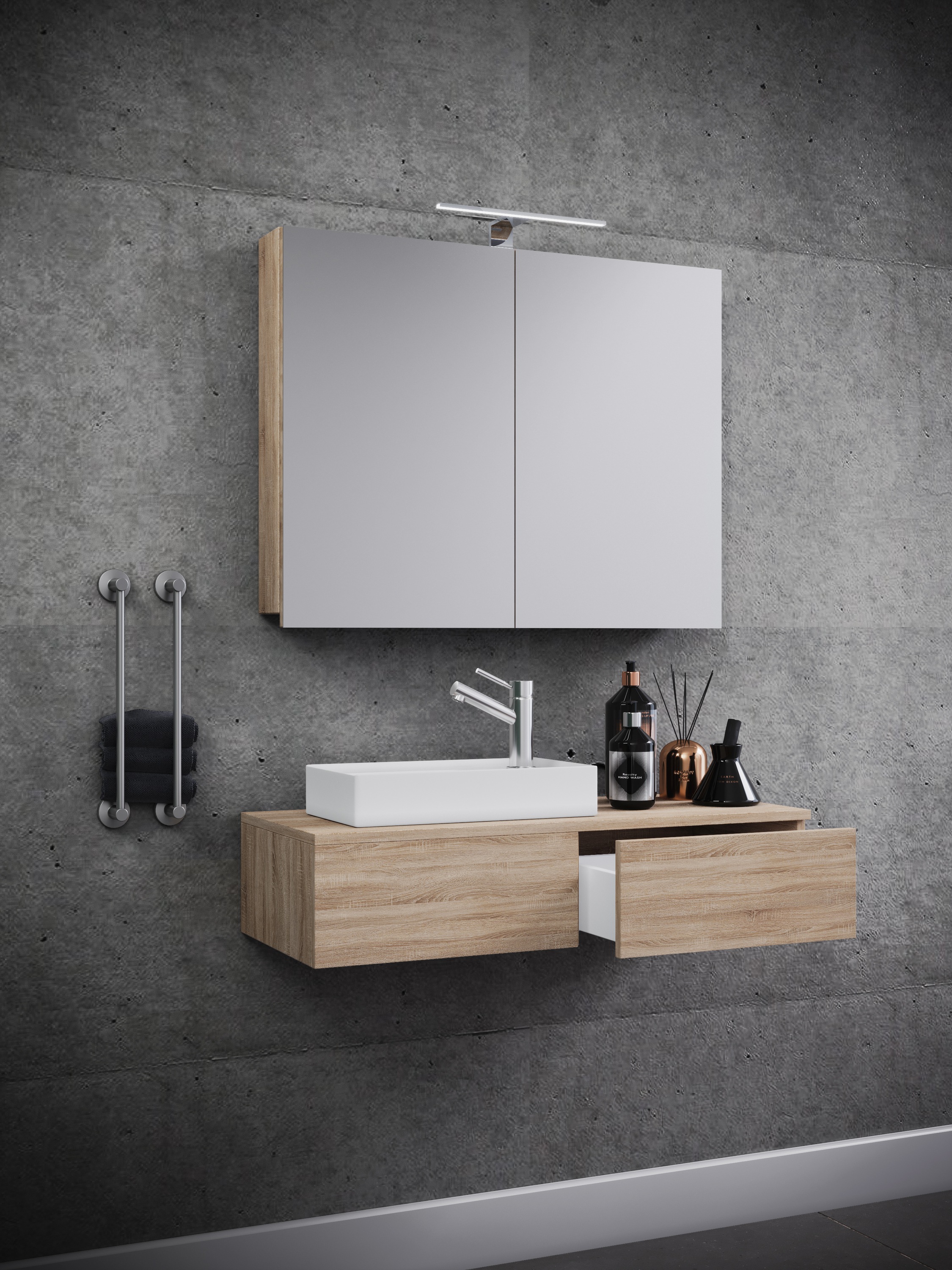 VCM Waschbeckenunterschrank »VCM 3-tlg Set | Waschplatz für Gäste WC | Gästebad | Waschtisch | Badezimmer Set - Gudas SC«, (3 St.)