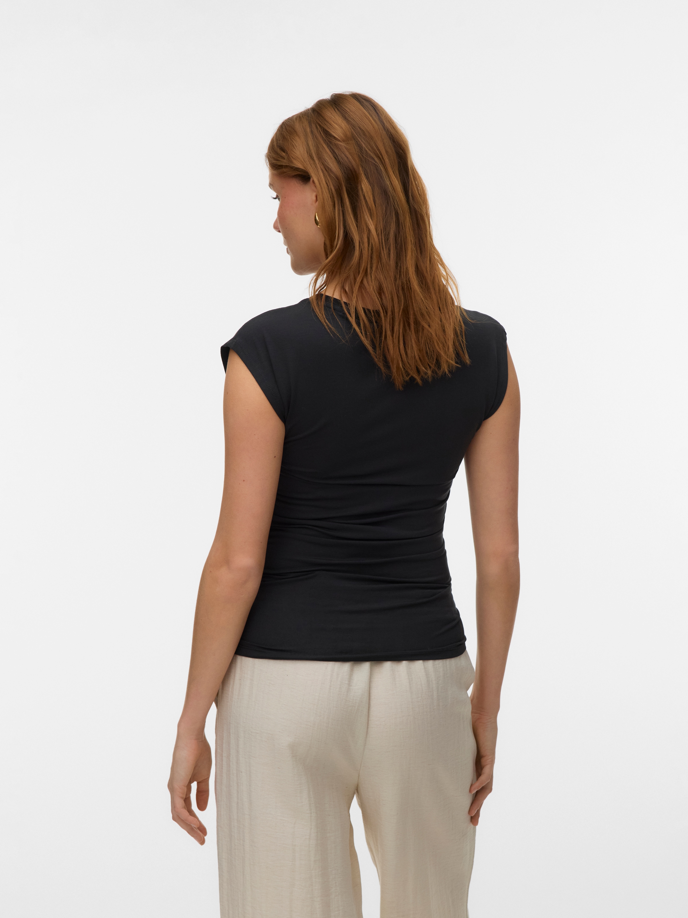 Vero Moda Rundhalsshirt »VMAVASARAH  SL TOP JRS NOOS« Materialmix, seitlich gerafft