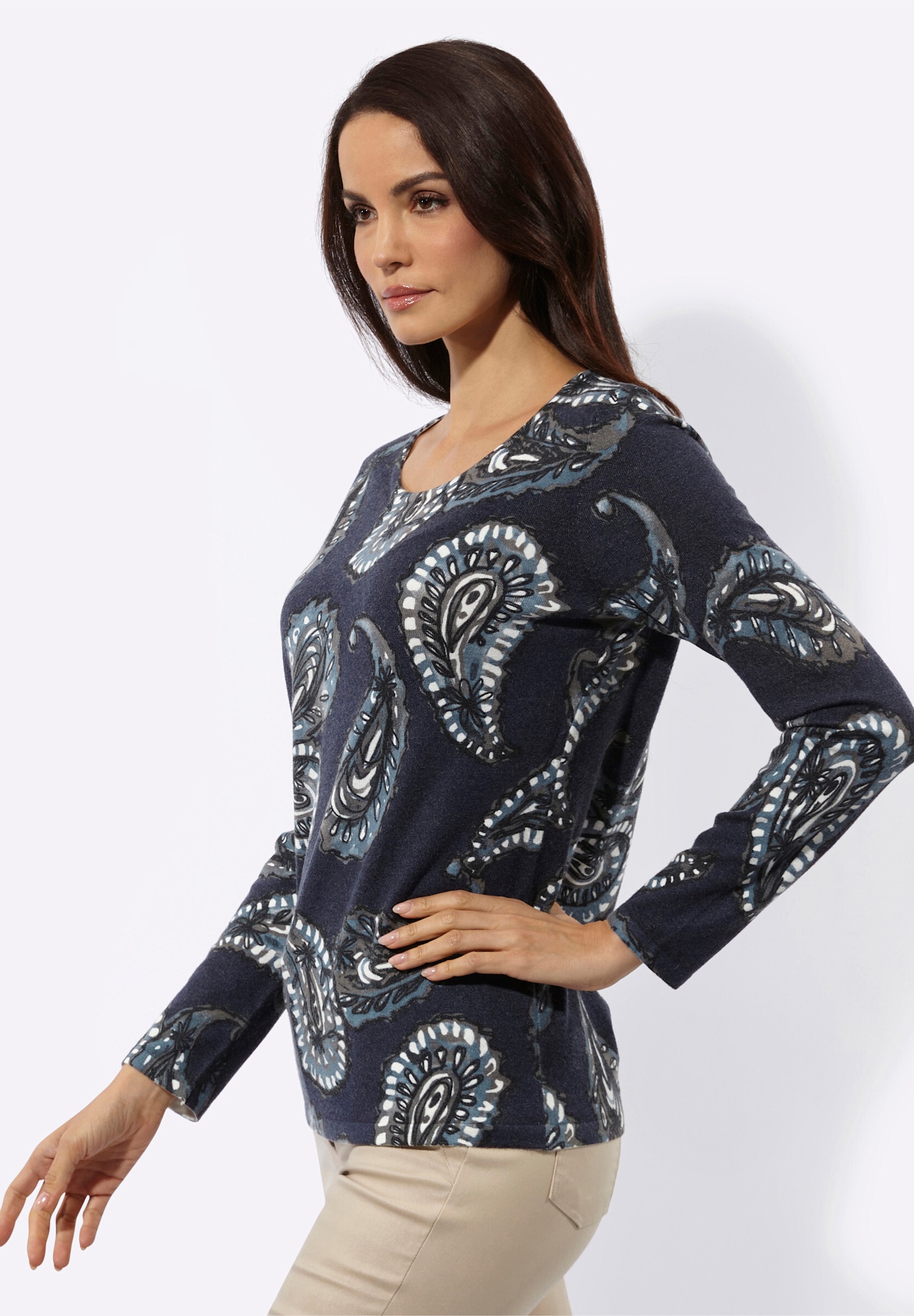 creation L Strickpullover »Druck-Pullover Feinstrickpullover mit Paisley-Dessin«