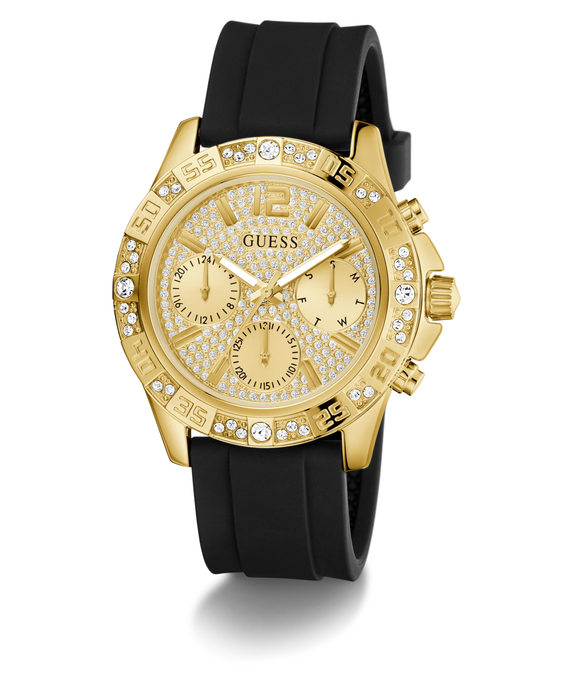 Guess Multifunktionsuhr »MAJESTY« Quarzuhr, Armbanduhr, Damenuhr, Silikonarmband, Datum