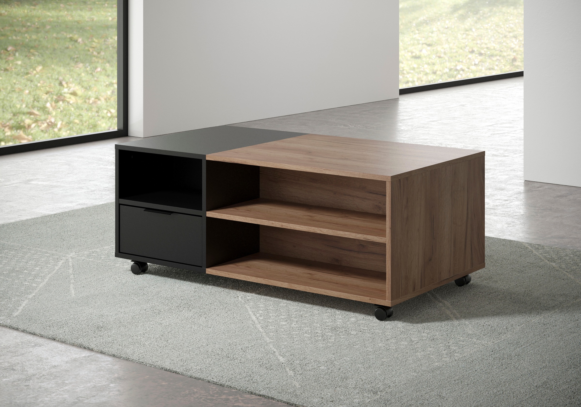 INOSIGN Couchtisch »Kriens«, Eleganter Wohnzimmertisch auf Rollen - Maße (B/T/H) 110/60/44 cm