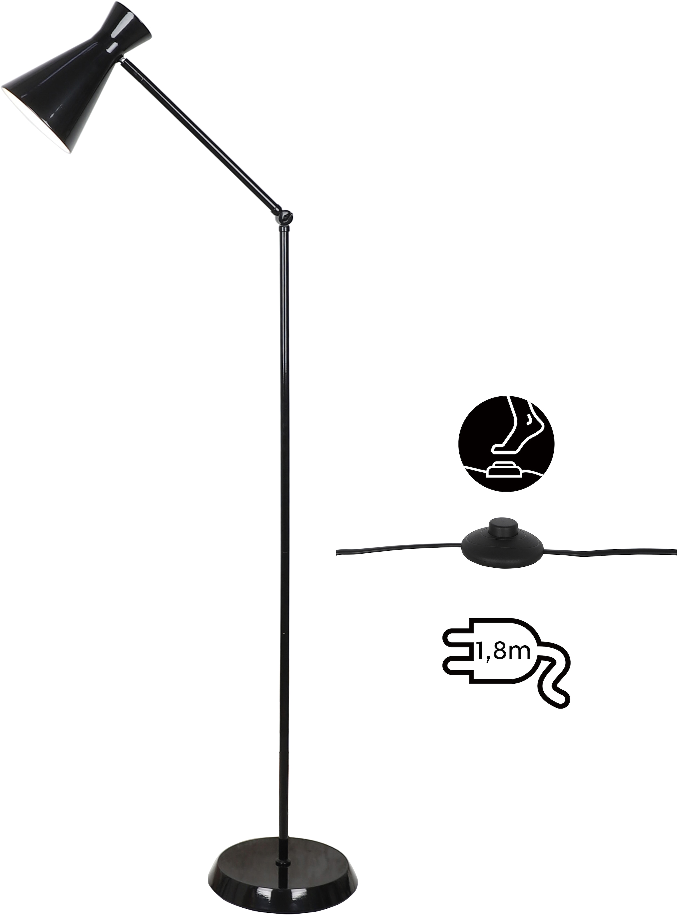 OTTO home Stehlampe »Renell« E27 1 Stk. Minimalistisch, Schwarz, E27, ideal zum Lesen, individuell einstellbar