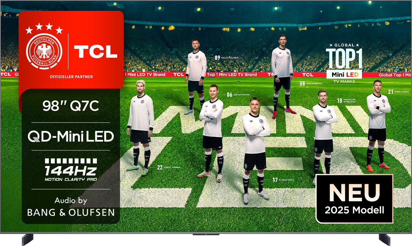 TCL Mini-LED-Fernseher »98Q7CX7«, 4K Ultra HD, Google TV-Smart-TV, Audio von Bang & Olufsen, Dolby Vision, Smart TV, Apple TV, 4K HDR
