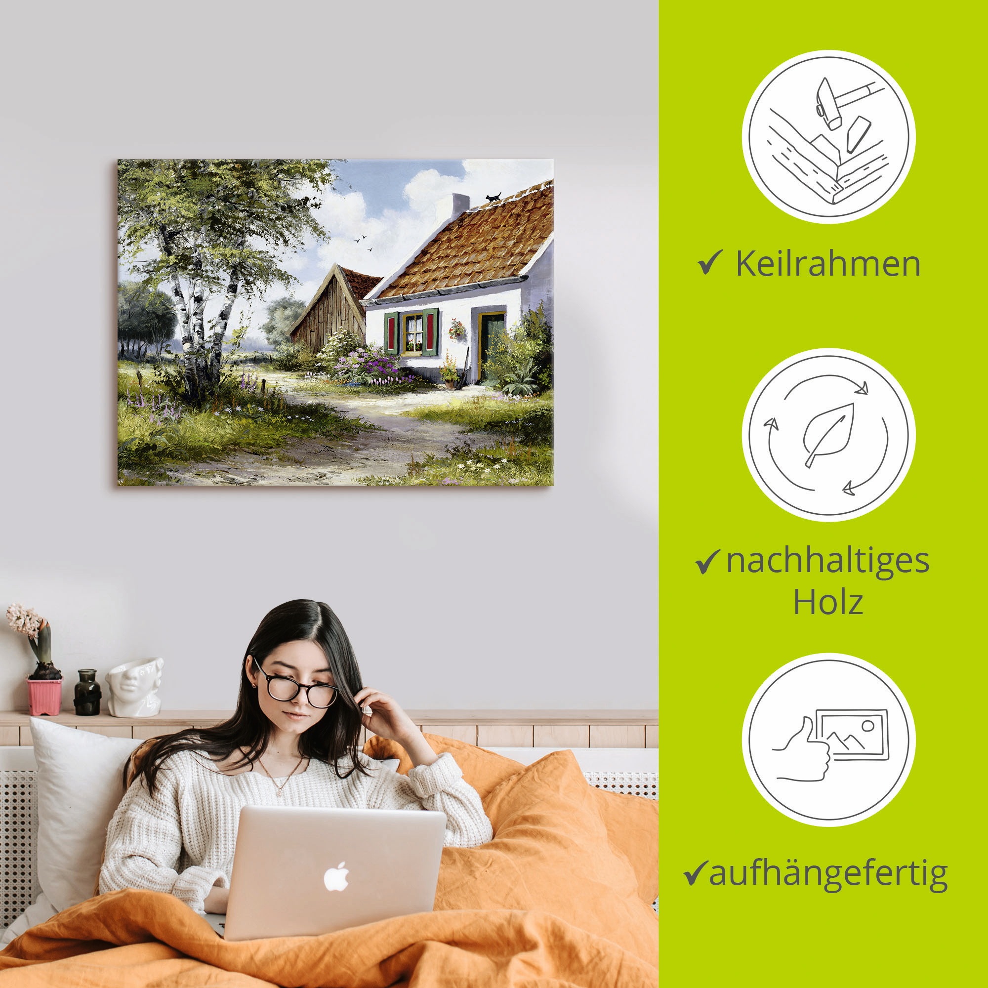 Artland Wandbild »Katze auf dem Dach«, Garten, (1 St.), als Leinwandbild, Poster, Wandaufkleber in verschied. Größen