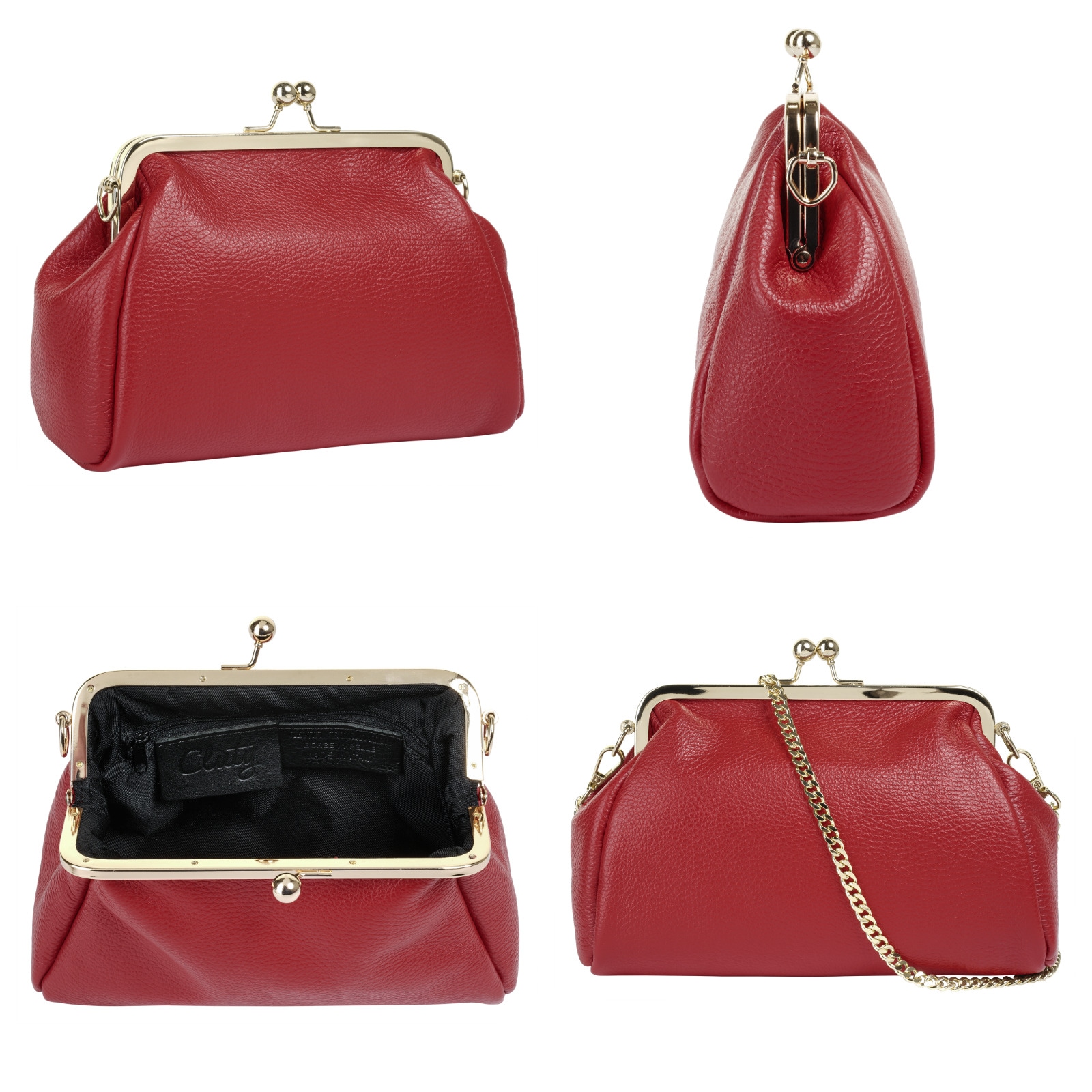 Cluty Abendtasche, echt Leder, Made in Italy