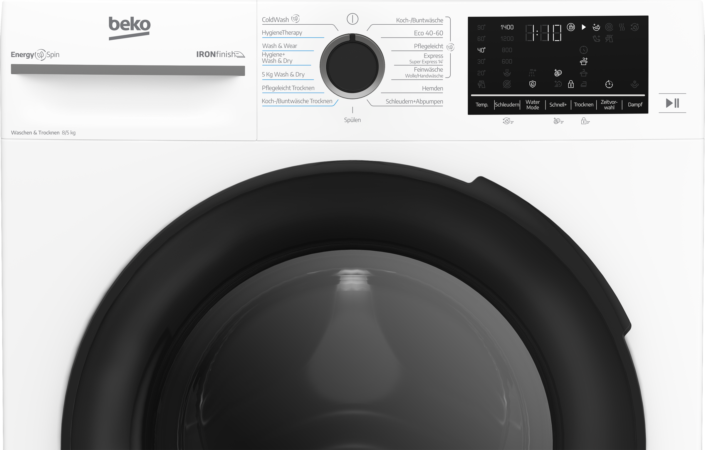 BEKO Waschtrockner »BM3DT4844W1« 8 kg /5 kg 75 dB(A) Waschen & Trocknen in einem: 8 kg / 5 kg, Dampffunktion