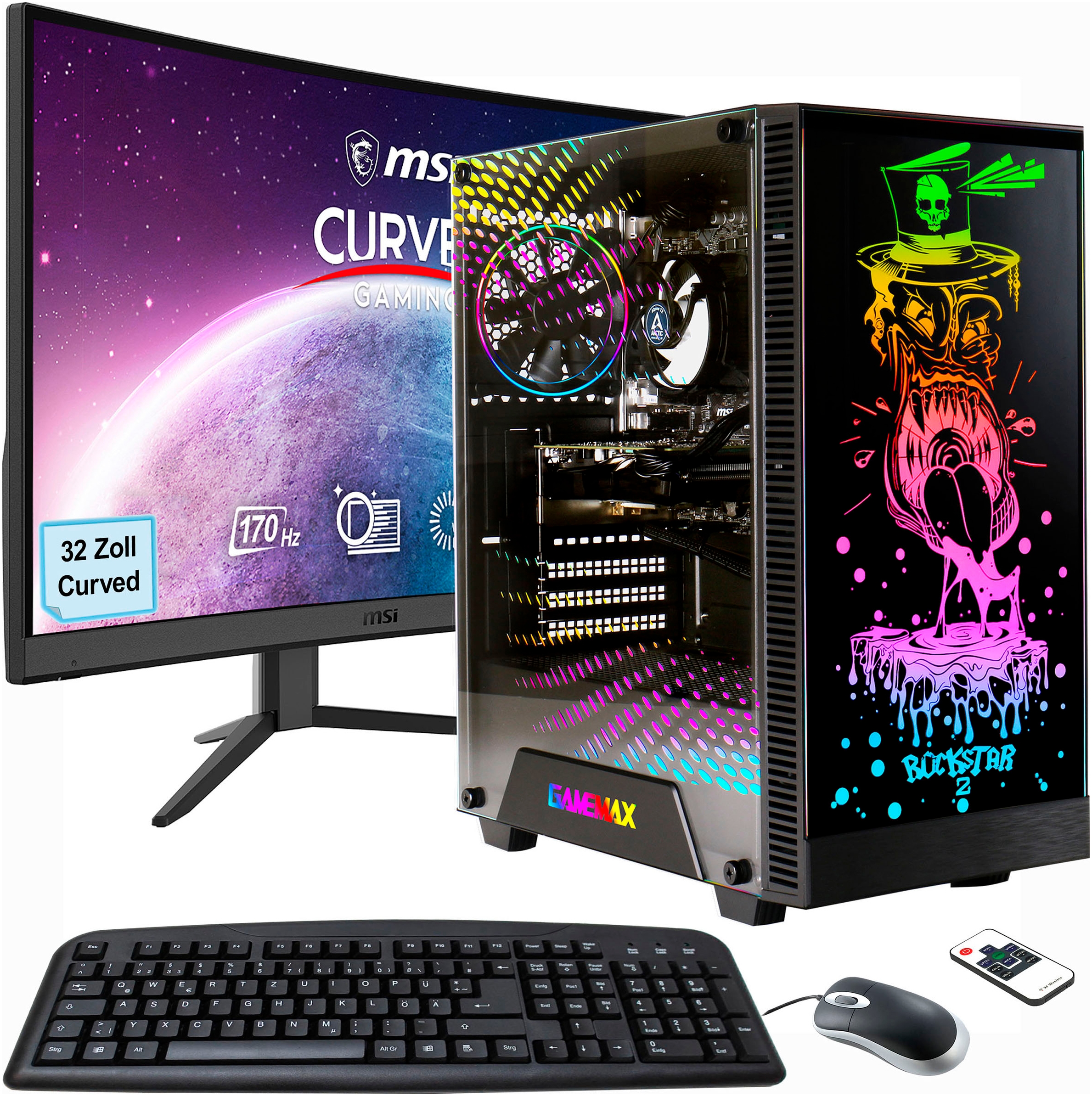 Hyrican PC-Komplettsystem »MegaDeal Gaming-PC-Set Rockstar«, Windows 11 + MSI G32C4 E2 Monitor...