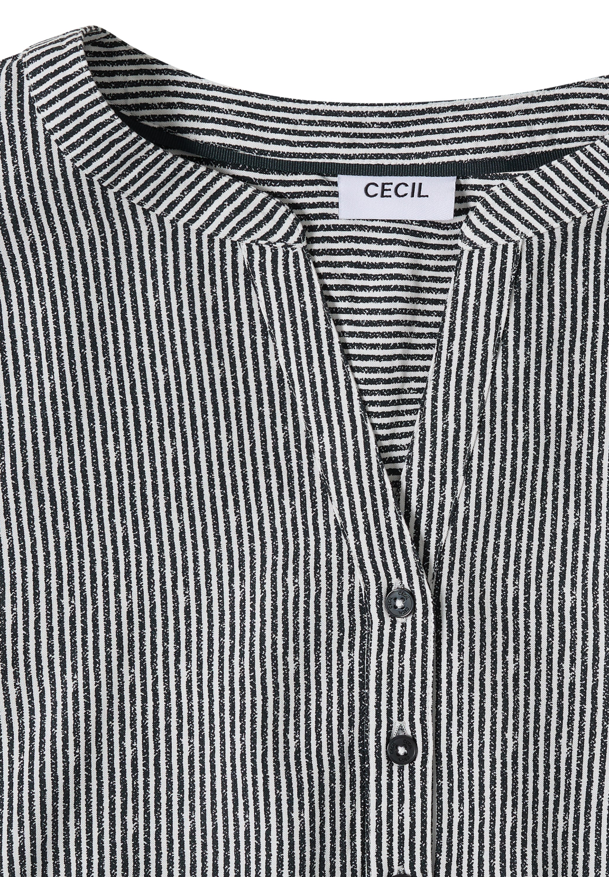 Cecil Kurzarmbluse Sommerbluse mit Split Neck und Streifen