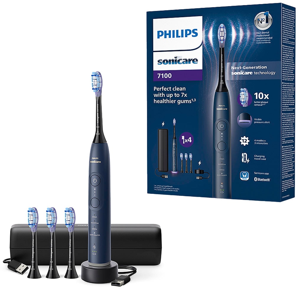 Philips Sonicare Elektrische Zahnbürste »Series 7100 HX7423/08« 4 Stk. Aufsteckbürsten mit visueller Andruckkontrolle, 4 Putzmodi und 3...