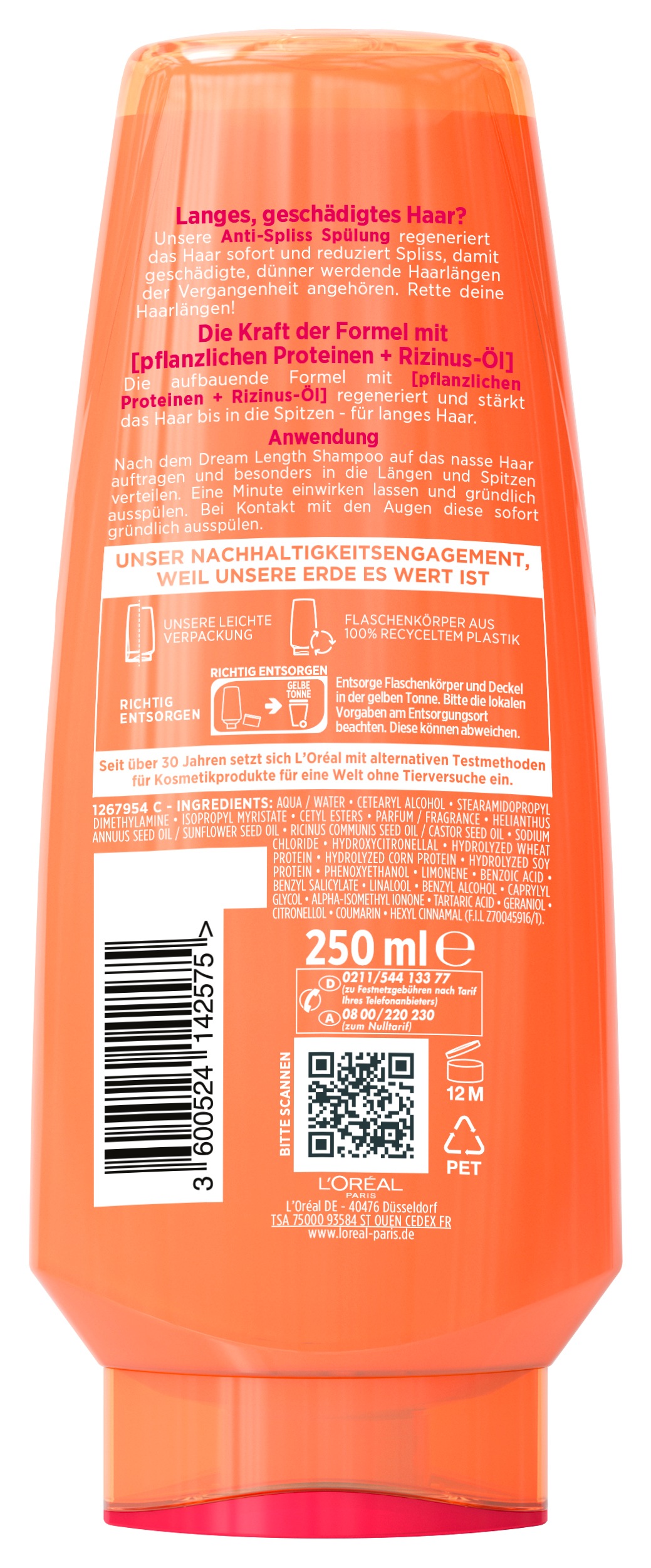 L'ORÉAL PARIS Haarspülung »L'Oréal Paris Elvital Dream Length Spülung«, (Packung, 6 tlg.)