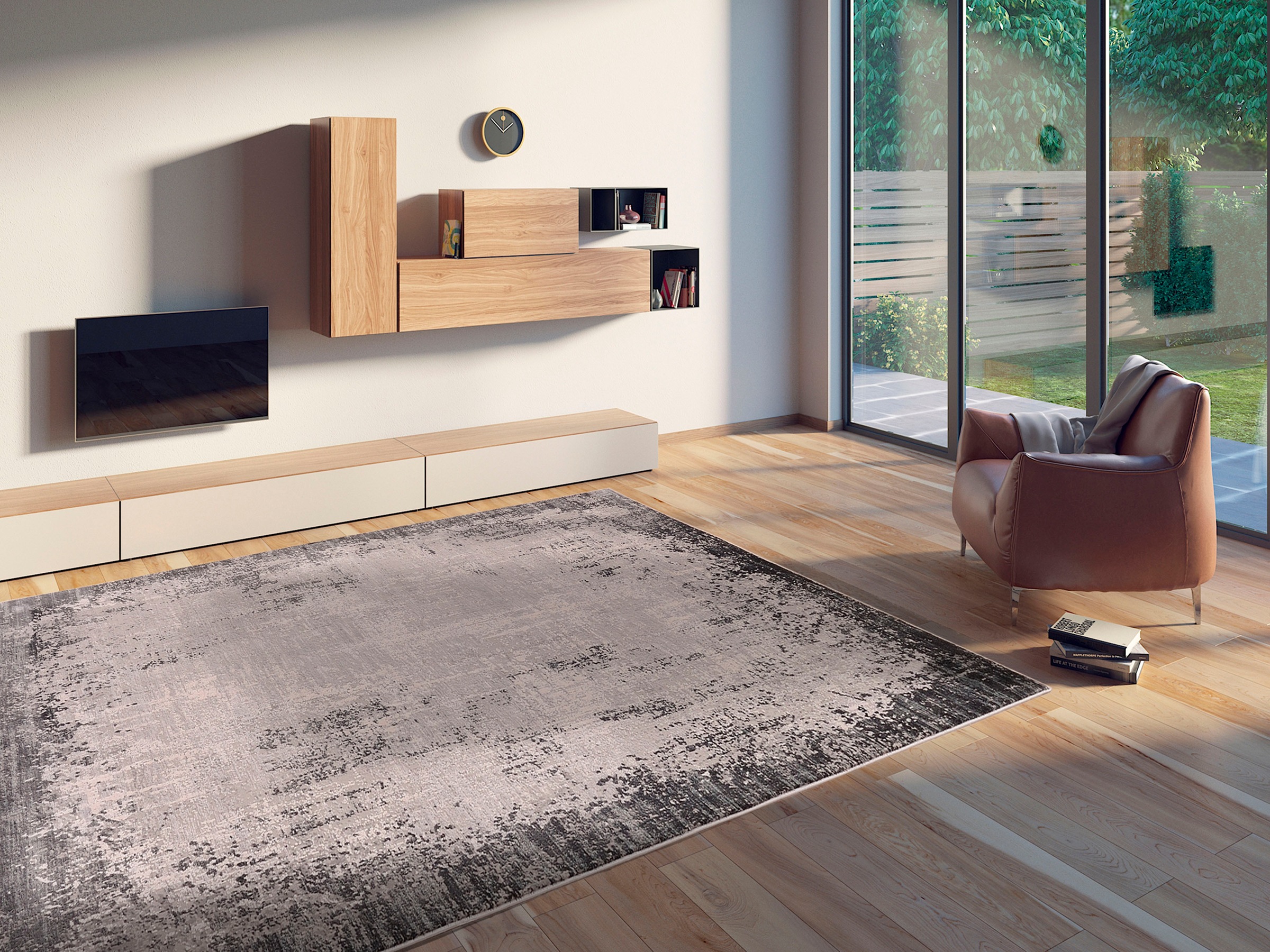 WK WOHNEN Teppich »BORDER« rechteckig 8 mm Höhe hochwertiger Viskoseanteil, samtweiche Oberfläche mit 3 D Effekt