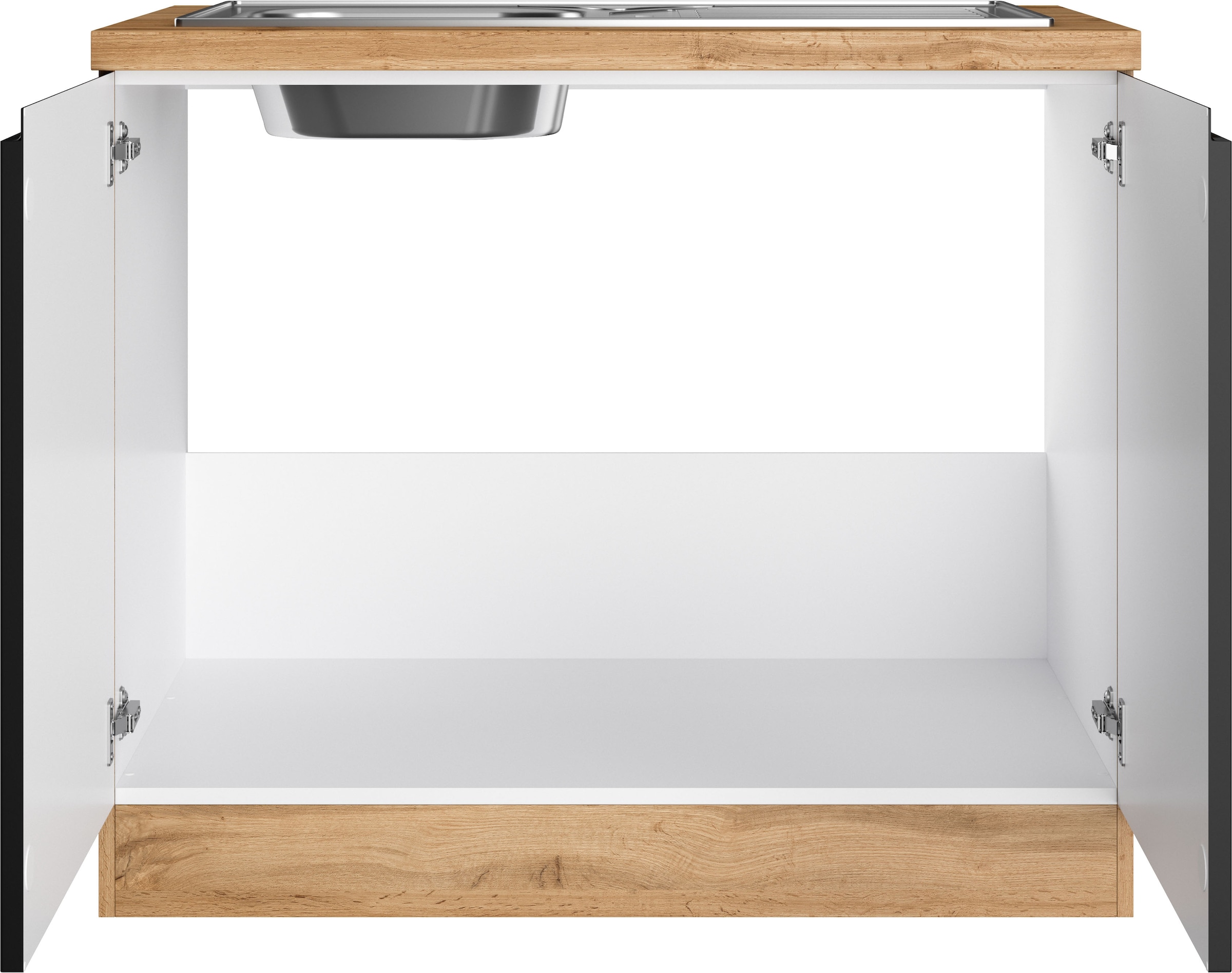 KOCHSTATION Spülenschrank »KS-Virginia,neu in verbesserter Ausführung« Stauraum, Softclose, ohne Armatur,  Breite 100 cm, inklusive Einbauspüle, Soft-Close
