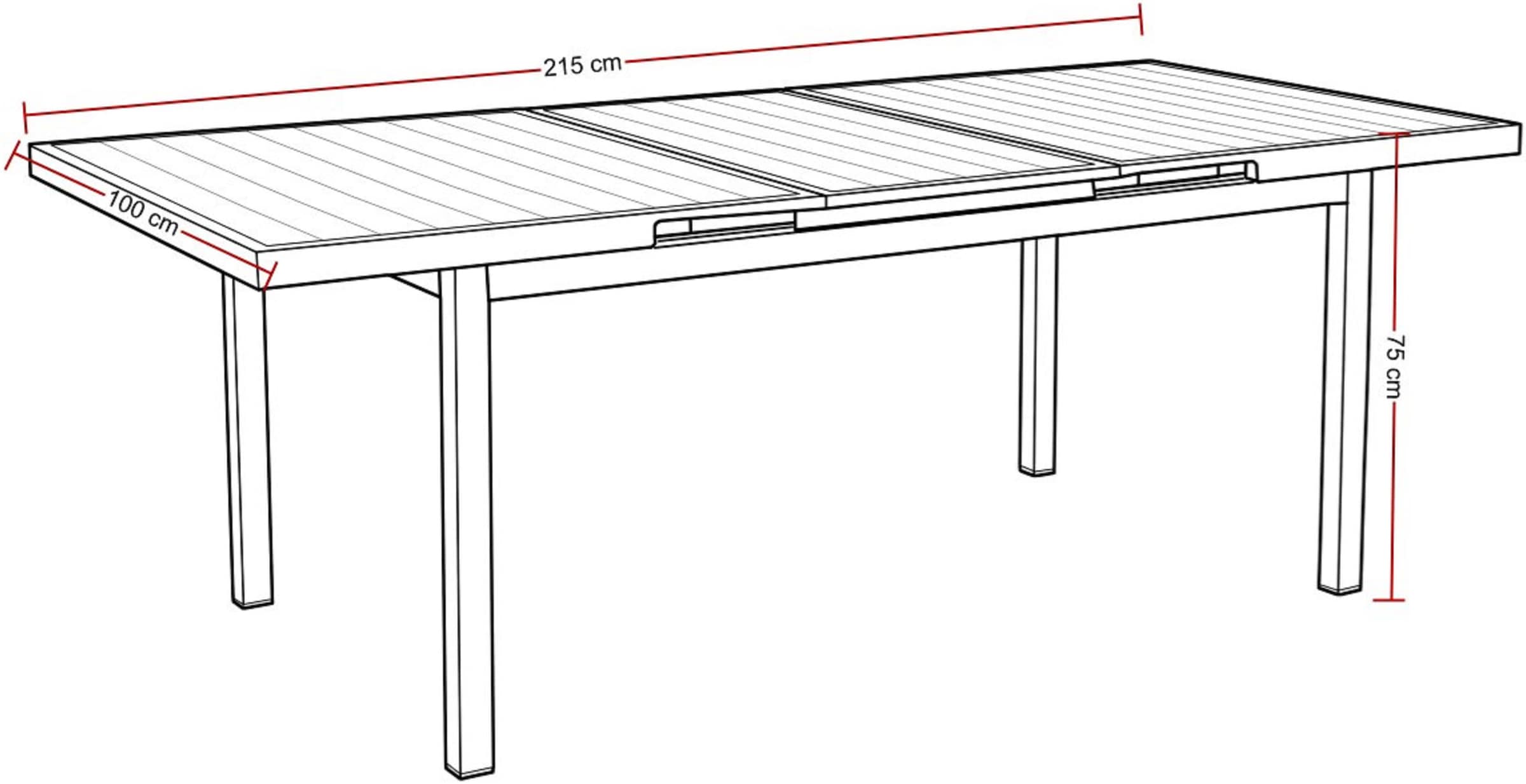 Destiny Esstisch »IMOLA«, (165/ 215x75x100cm) Aluminium, Polywood