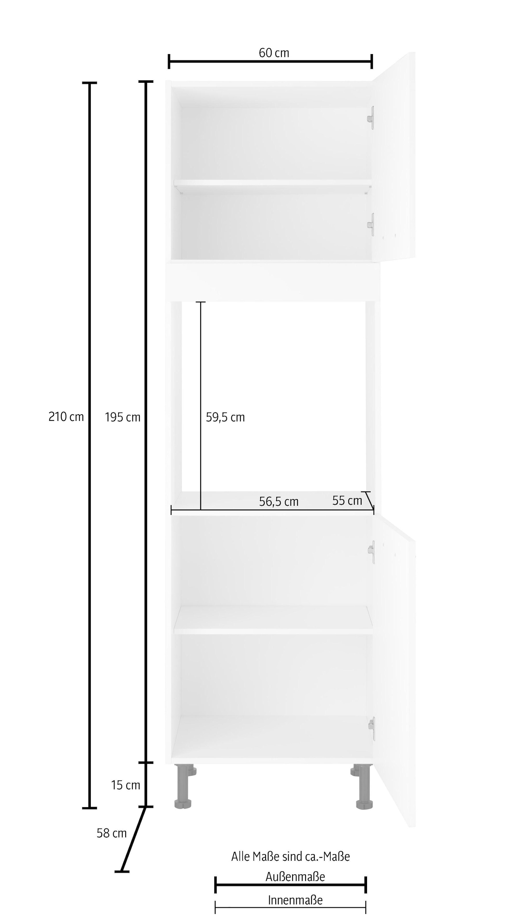 wiho Küchen Backofenumbauschrank »Ela«, 60 cm breit, höhenverstellbare Füße  online bei OTTO