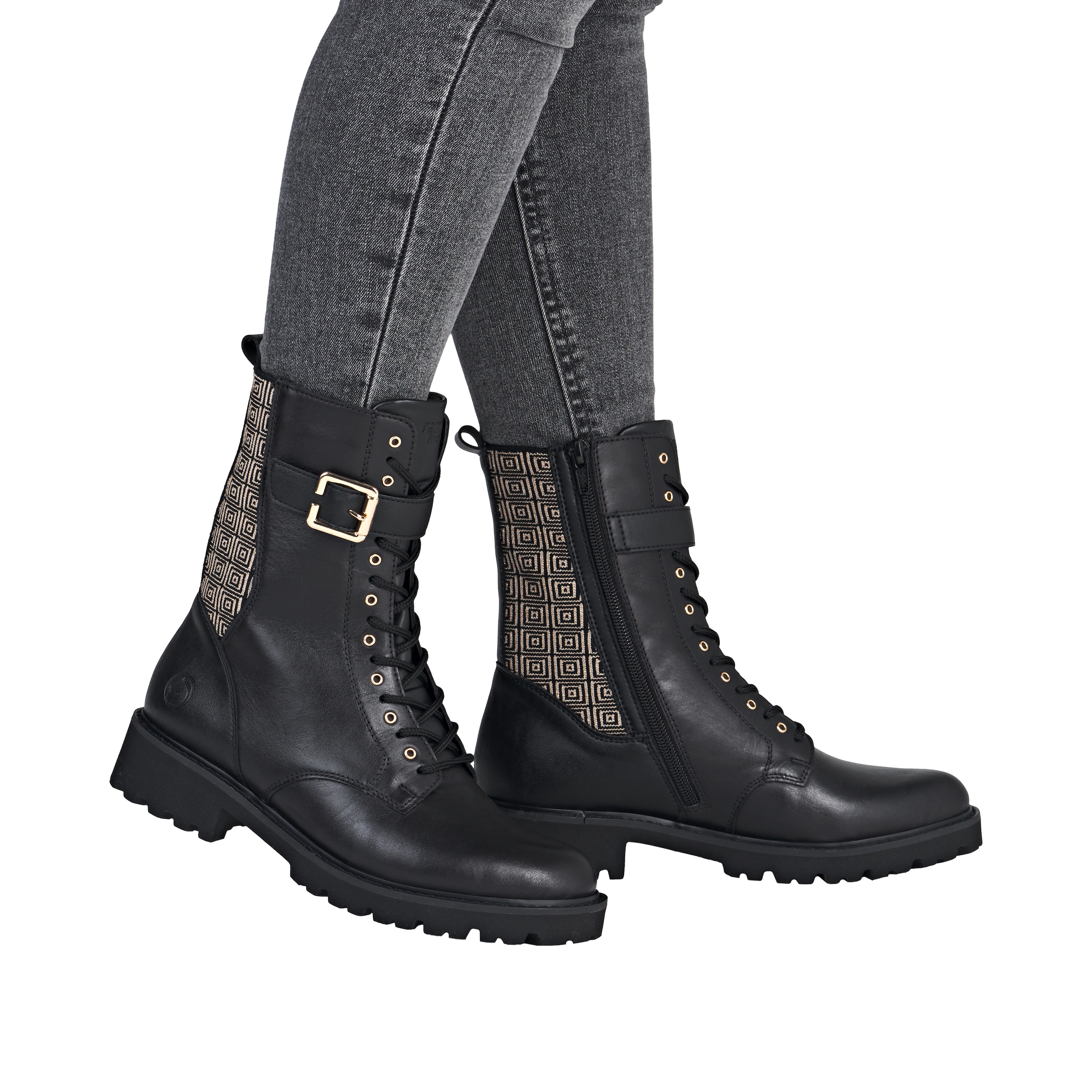 Remonte Schnürstiefelette  Schnürboots, Profilsohle, Blockabsatz, mit Innenreißverschluss