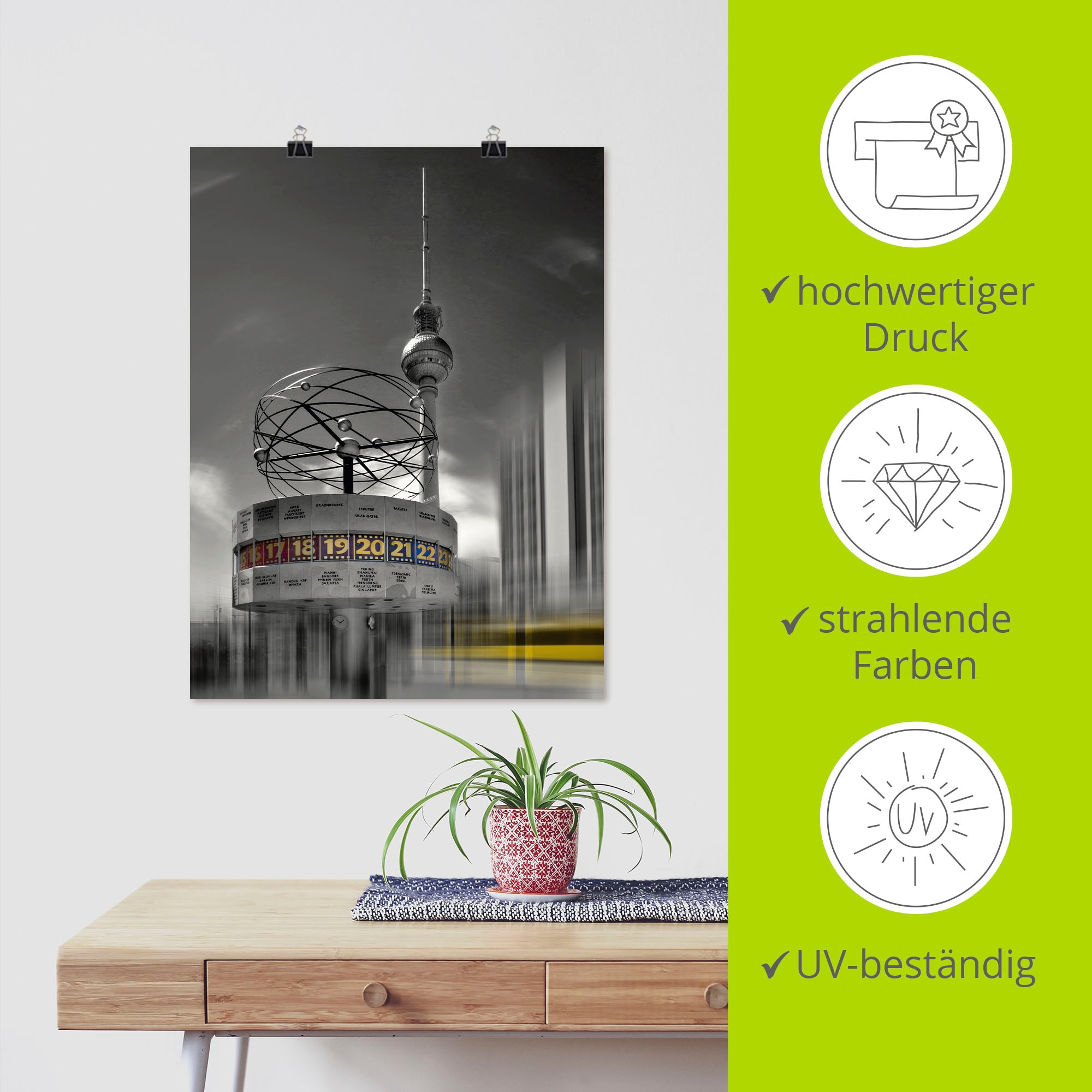 Artland Wandbild »Dynamische-Kunst Berlin Alexanderplatz«, Gebäude, (1 St.), als Leinwandbild, Poster in verschied. Größen