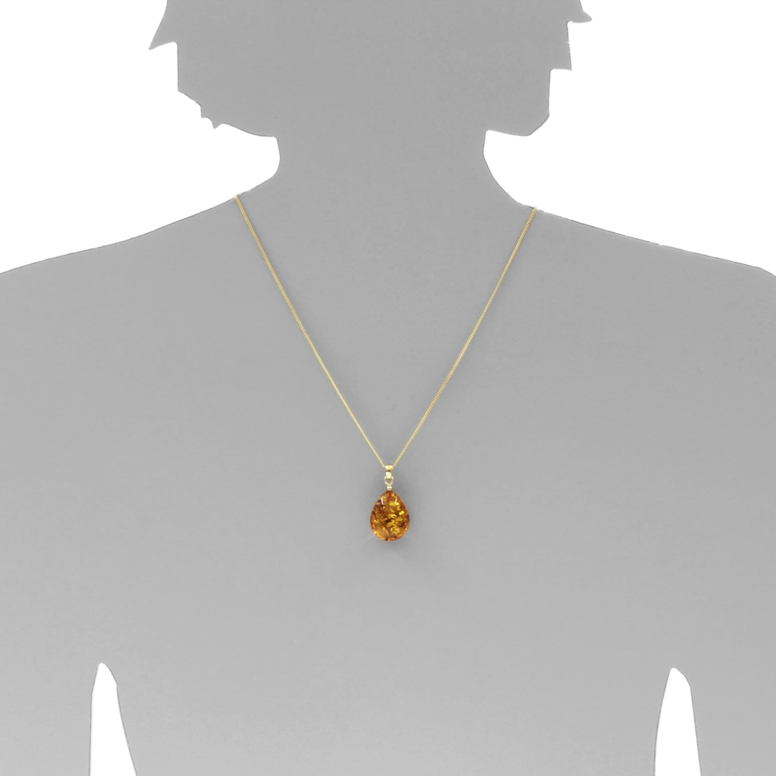 OSTSEE-SCHMUCK Kette und Anhänger Set »- Tropfen ca. 22 mm lang - Gold 333/000 - Bernstein«