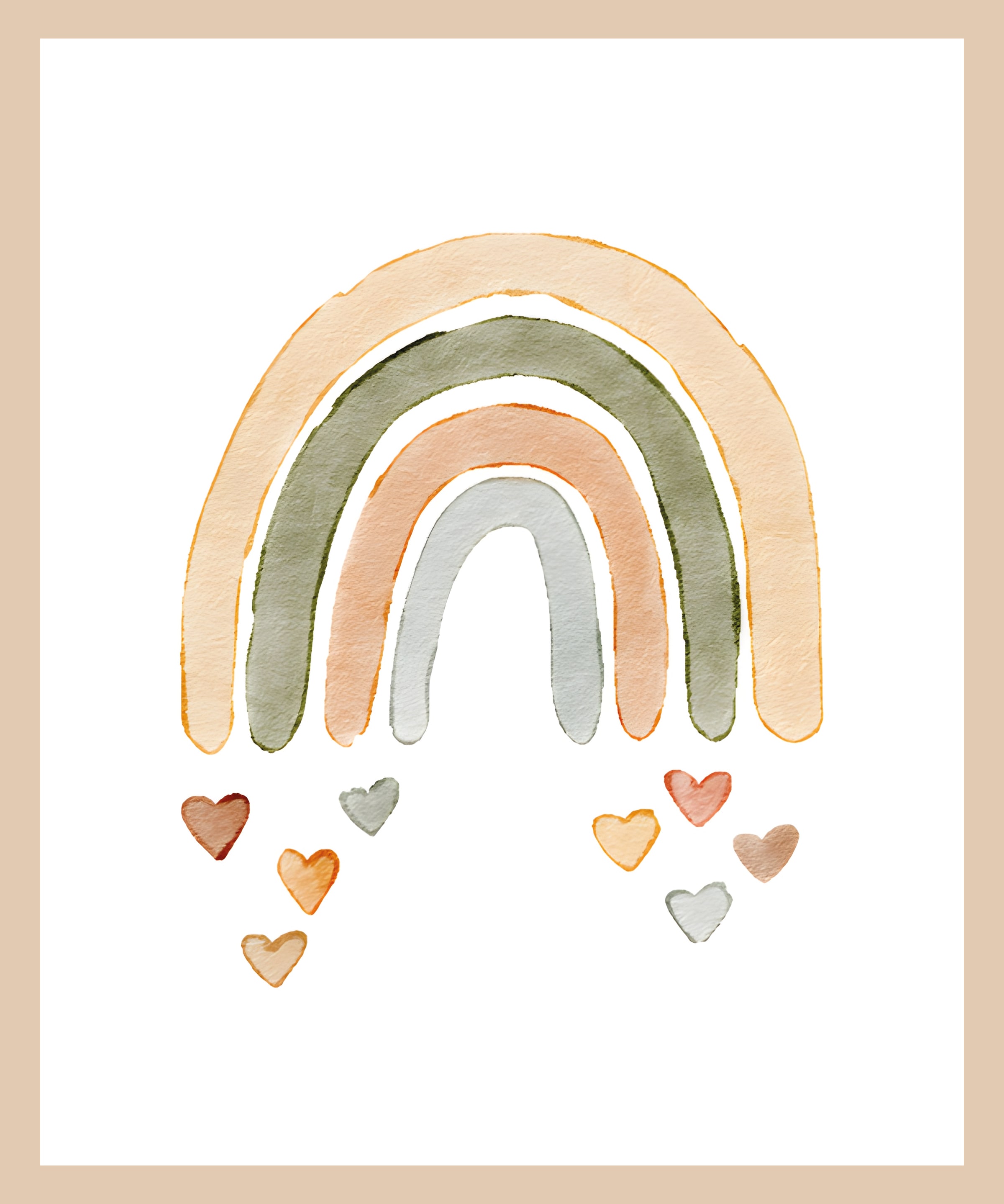 Lüttenhütt Poster »Bunter Regenbogen mit Herzen«, Fantasy-Herz-Herzen-Regenbogen, (1 St.), HD Premium Druck