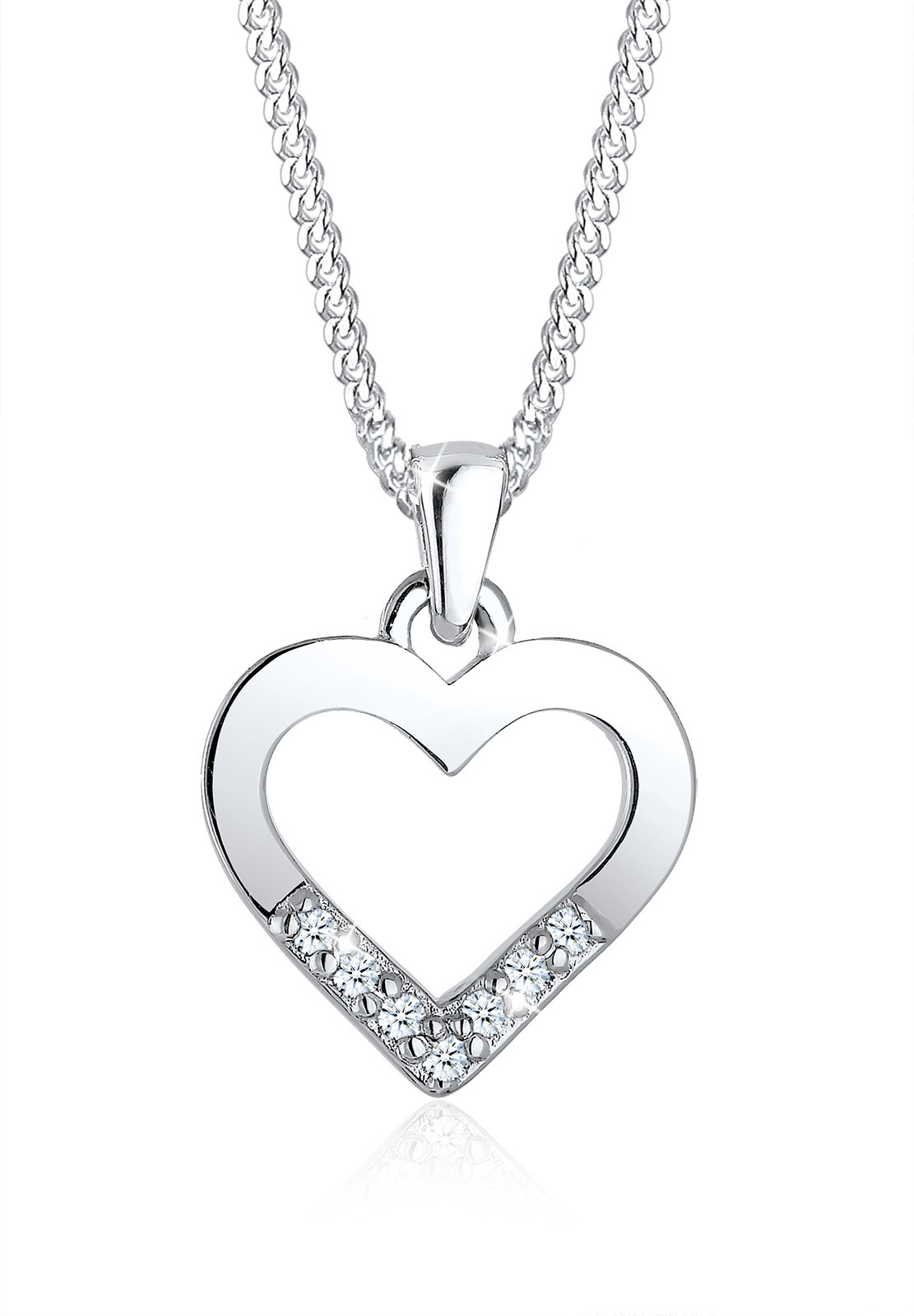 Elli DIAMONDS Collierkettchen »Herz Liebe Diamant (0.035 ct.) 925 Silber«