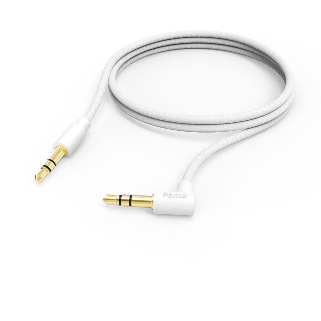 Hama Audio-Kabel »Aux Kabel, 3,5 mm Klinke, 90° Winkelstecker, 1,0 m, Weiß«, 3,5-mm-Klinke, 100 cm
