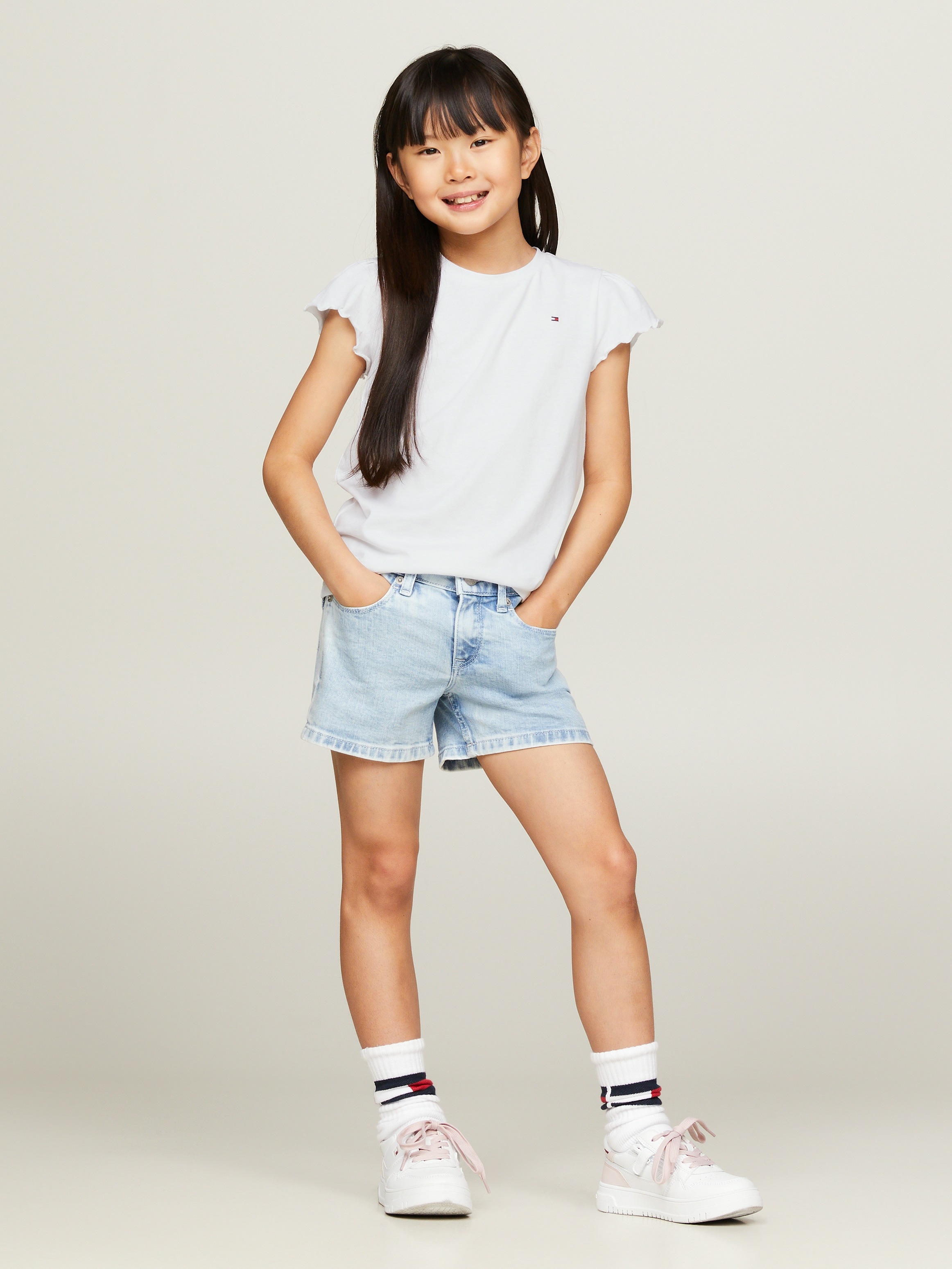 Tommy Hilfiger T-Shirt »ESSENTIAL RUFFLE SLEEVE TOP«, mit gewelltem Ärmelabschluss