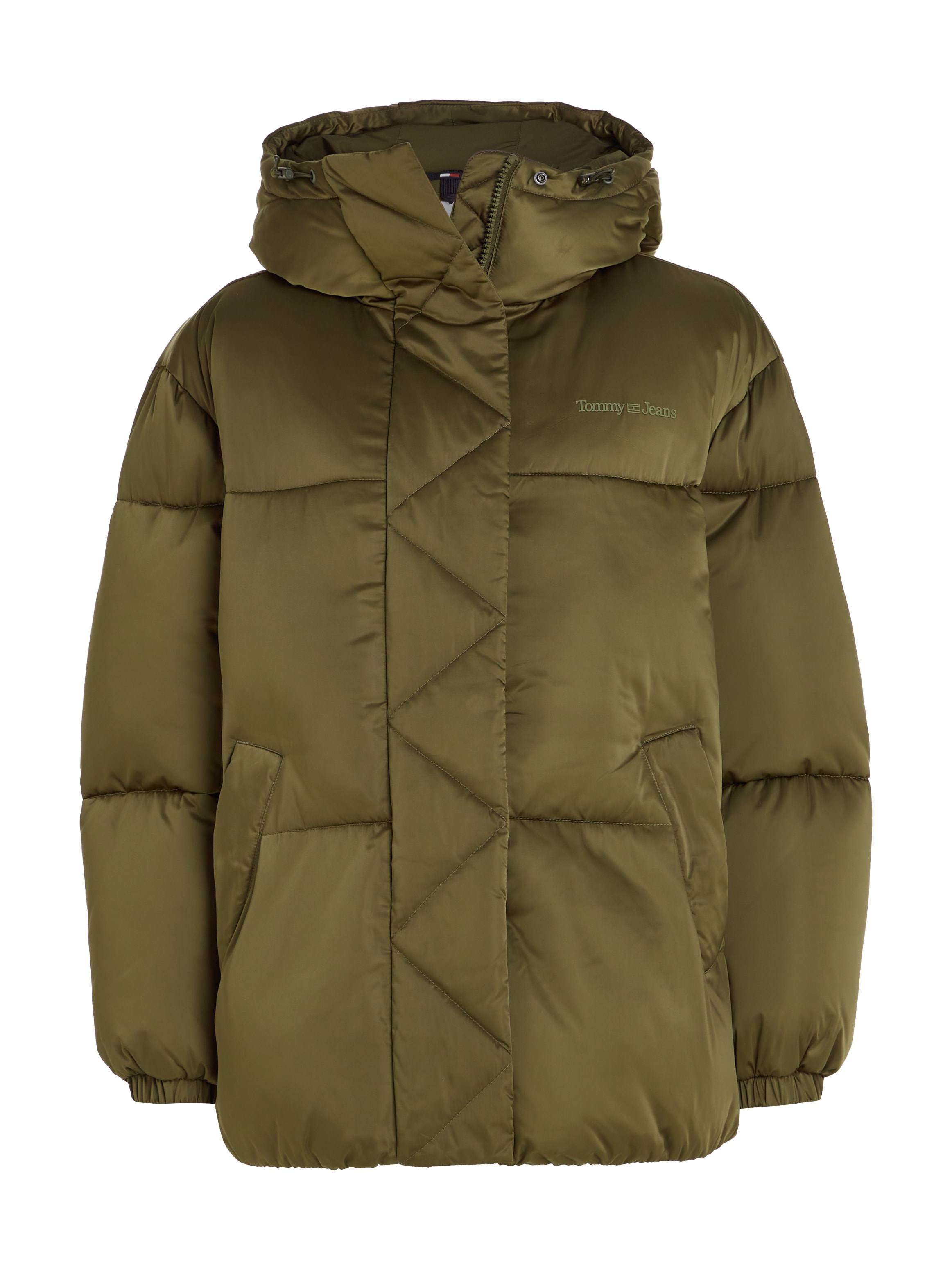 Tommy Jeans Steppjacke »TJW OVR SATIN PUFFER«, mit Kapuze, mit Tommy Jeans Markenlabel