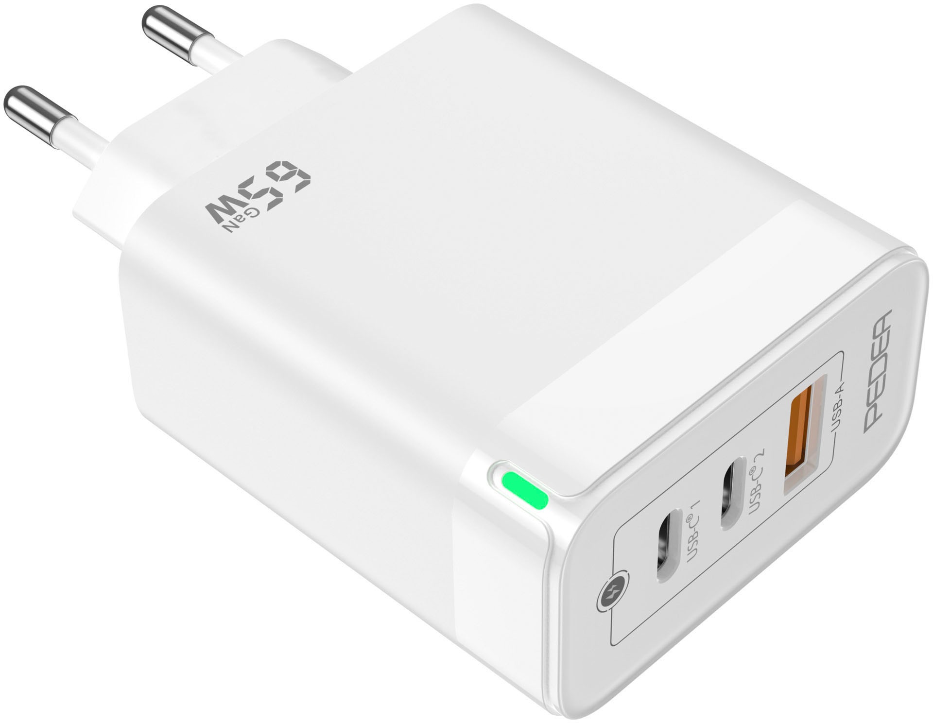 PEDEA Schnelllade-Gerät »Triple 65W GaN USB-C (PD) USB-A«, geeignet für Apple iPhone, Samsung Galaxy, Google Pixel