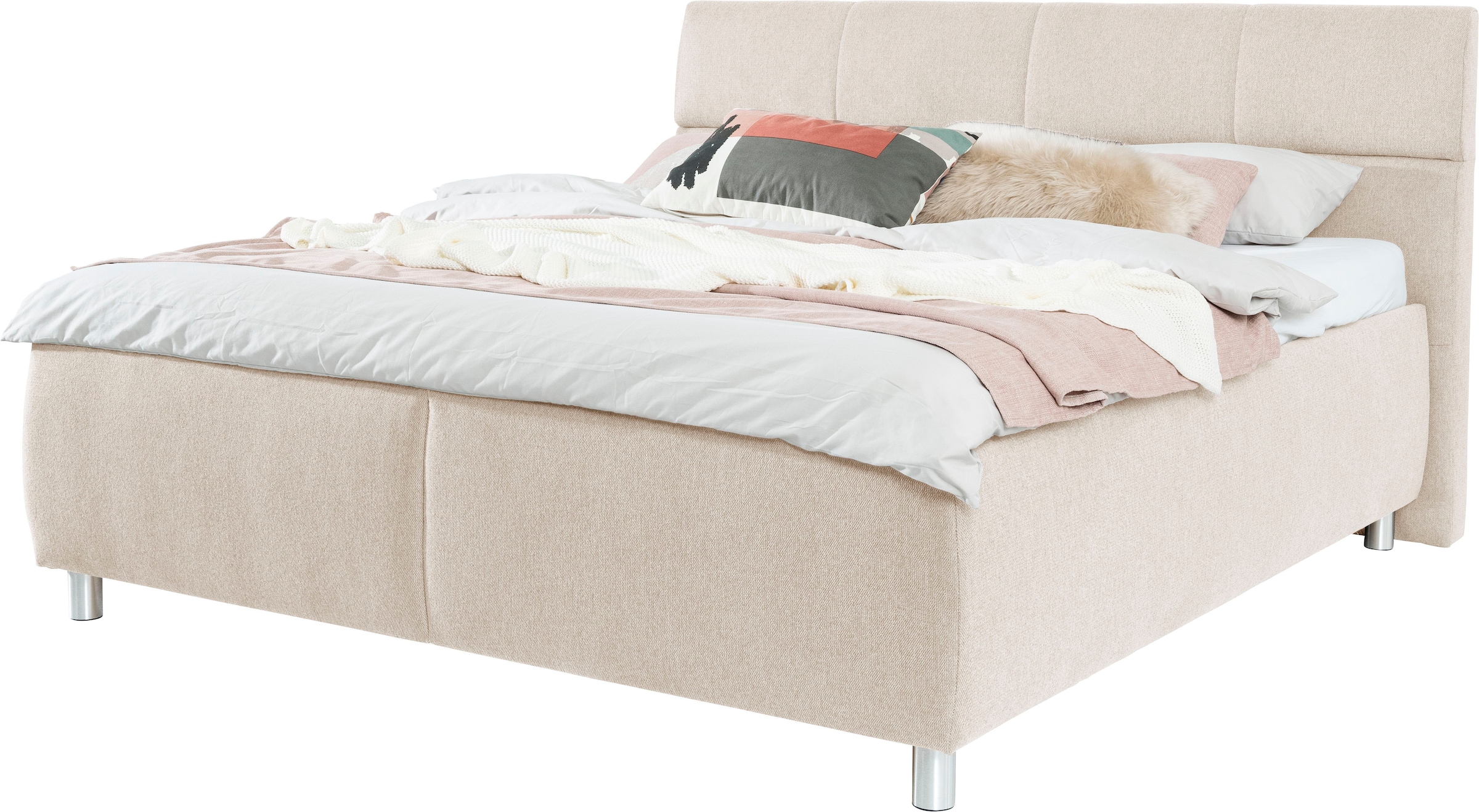 Alina Stauraumbett »Maike« inklusive motorisch verstellbaren Lattenrost in beige, Größe Liegefläche B/L: 160 cm x 200 cm