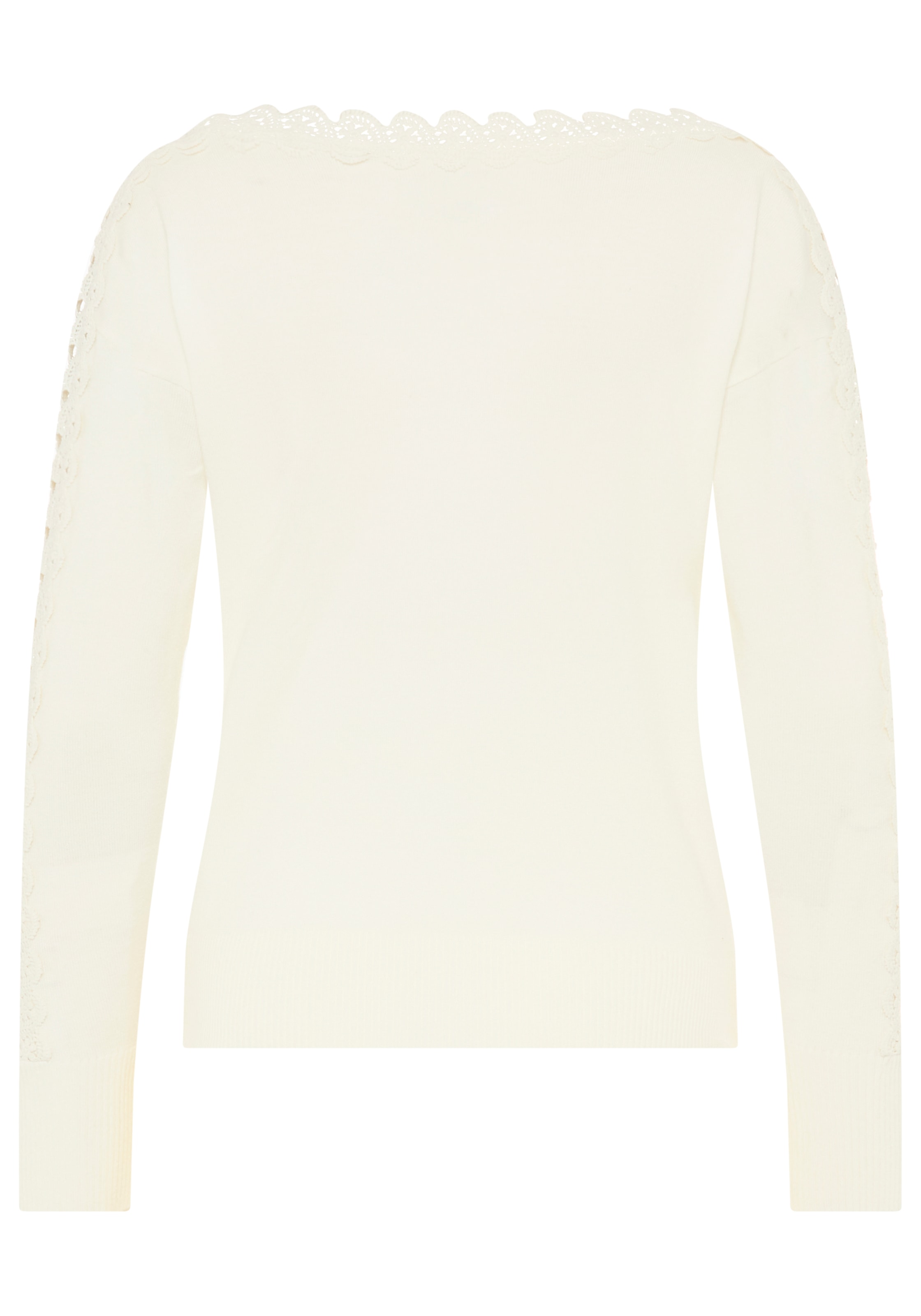 Laura Scott Strickpullover mit femininem Spitzeneinsatz aus Viskosemischung