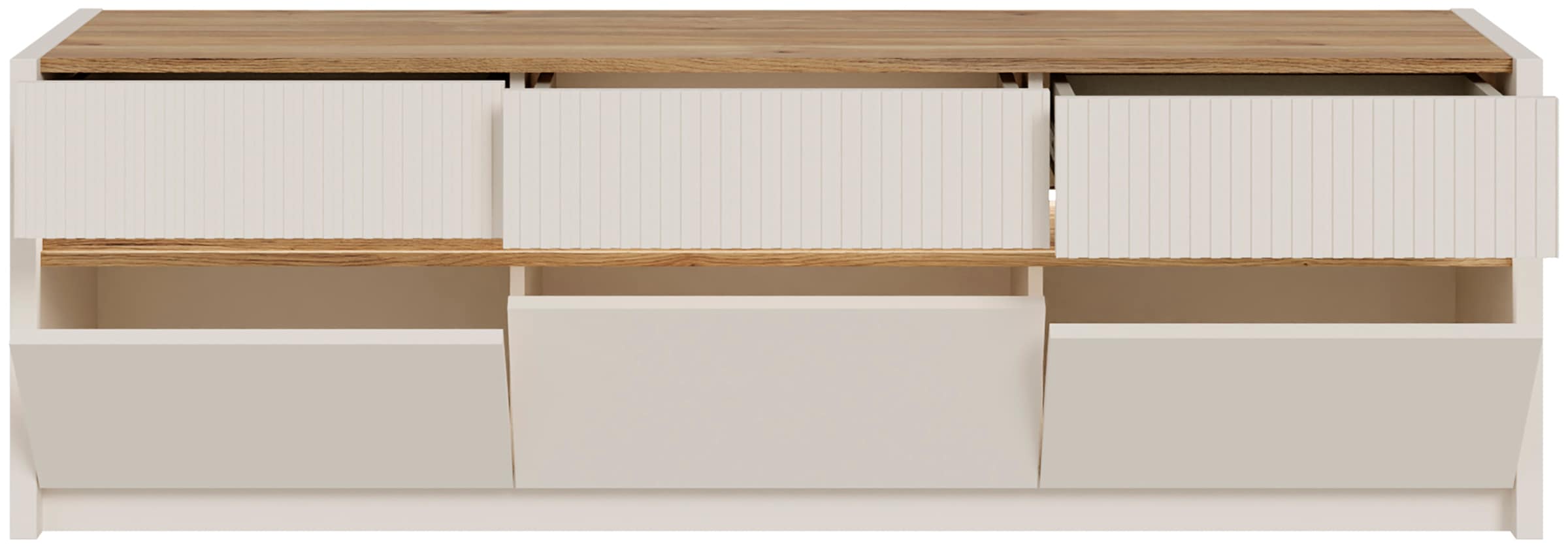 FORTE Lowboard »Oak SquareTV-Board, TV-Schrank«, TV-Board, Beleuchtung, grifflos, Klappen