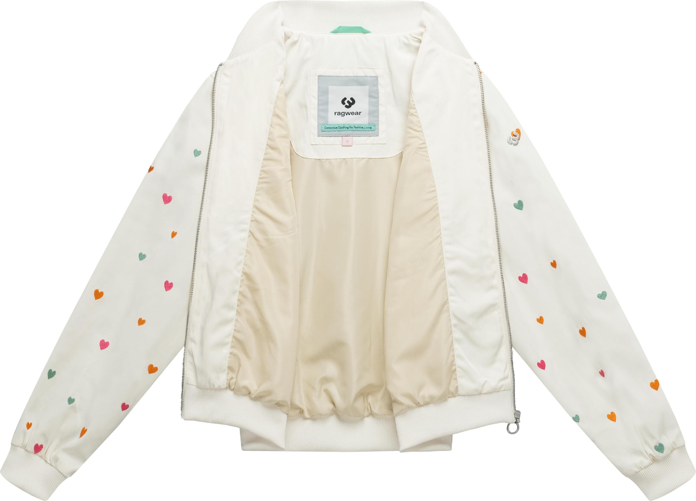 Ragwear Bomberjacke »Bomberjacke Lunara Hearts« ohne Kapuze Blousonjacke mit verspielten Stickereien