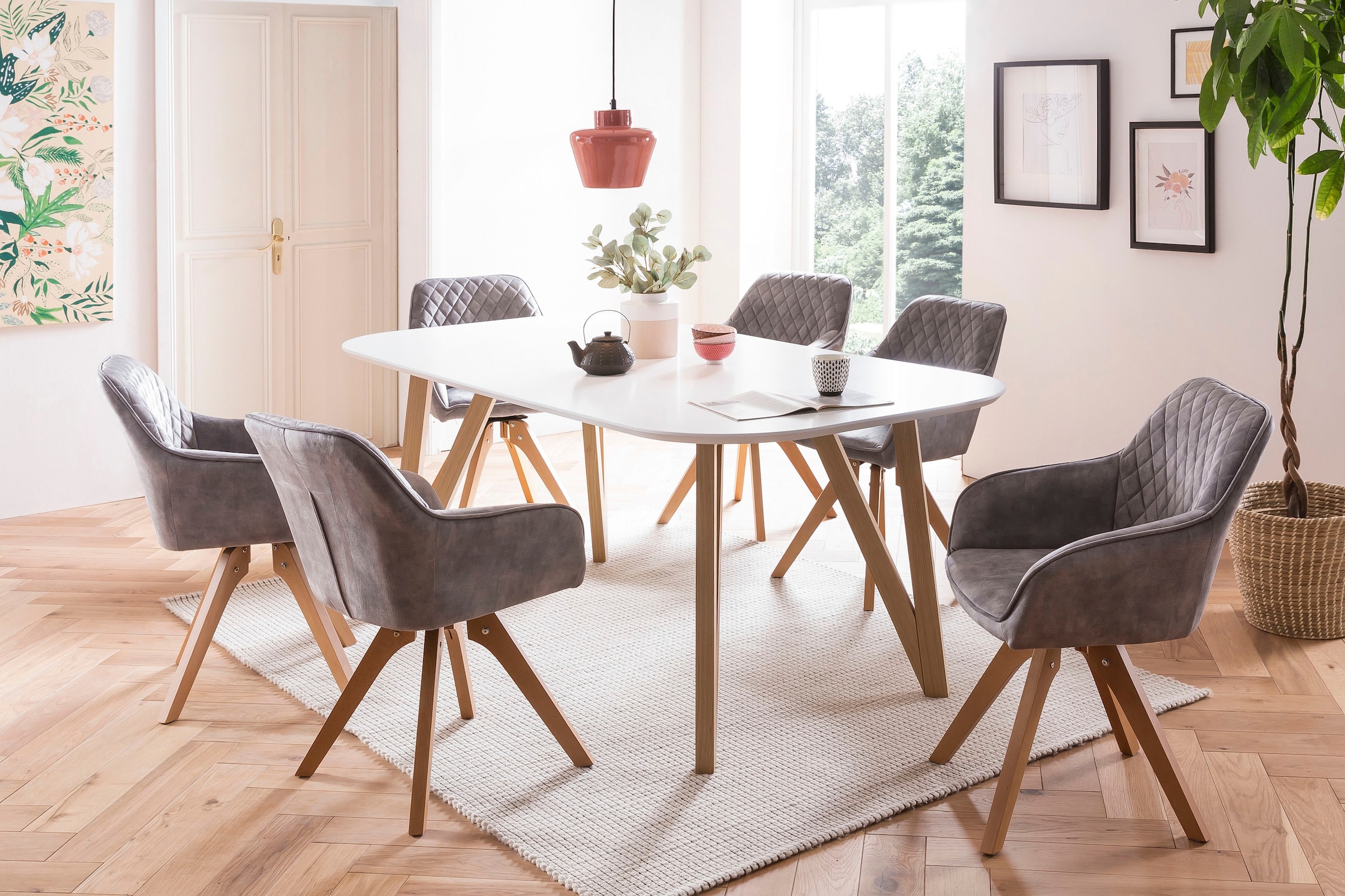 SalesFever Esstisch, Haarnadelbeine aus massiver Eiche