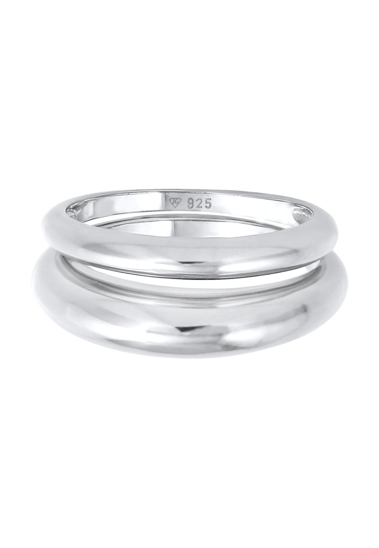 Elli Premium Ring-Set »Ring Bandring Basic Klares Design 2er Set 925 Silber«