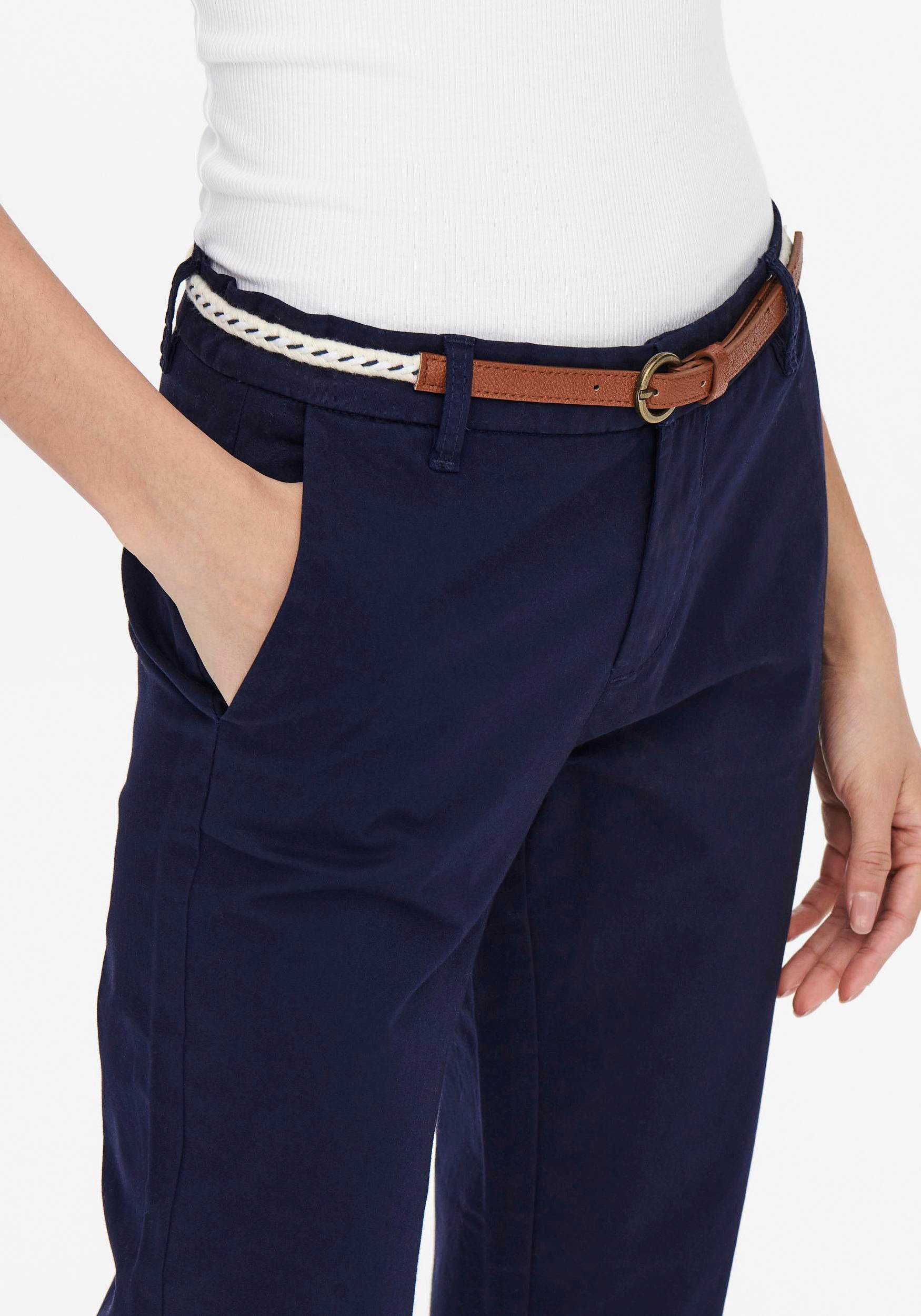 ONLY Chinohose »ONLBIANA – Chinohose mit Gürtel und Umschlagsaum«  slim fit, modisch, Web, Baumwollmischung