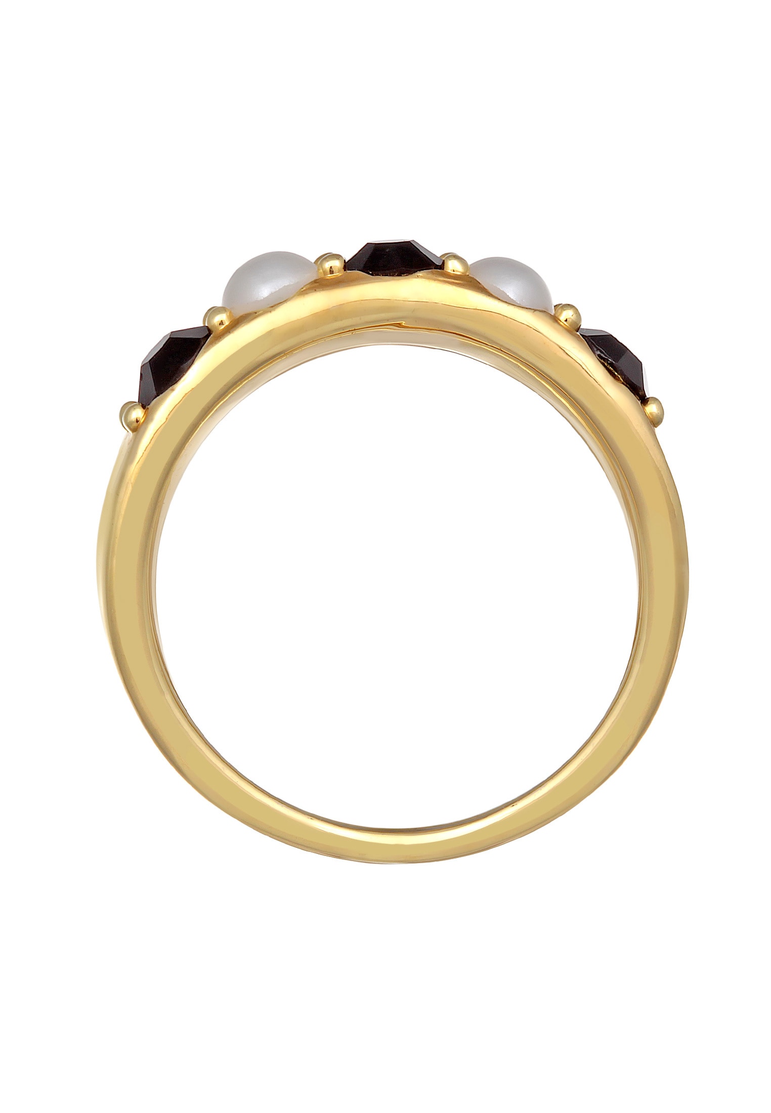 Elli Perlenring »Ring Kristalle Glasperlen Bandring Goldfarben für Damen«