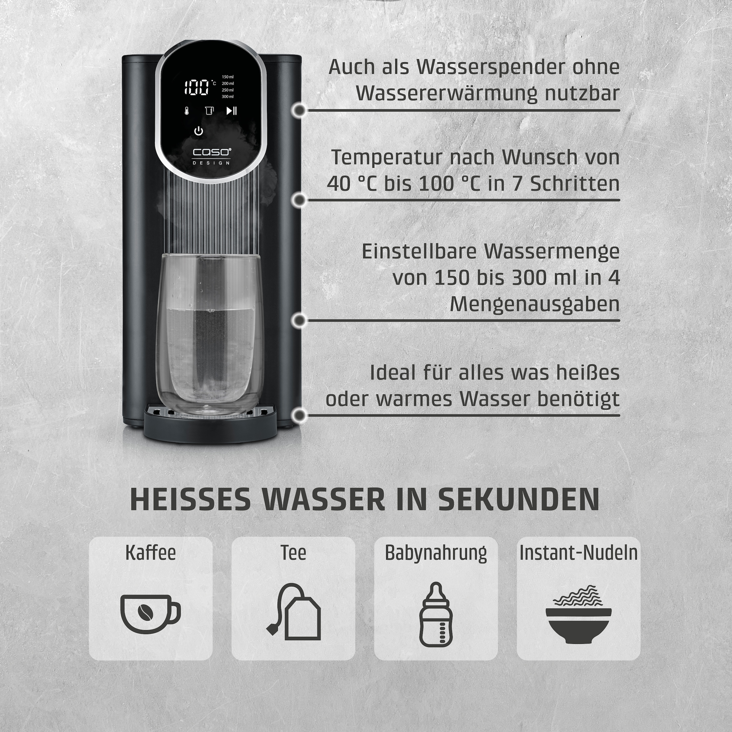 Caso Heißwasserspender »1895 HW 610« 2,5 l 2600 W inkl. Wasserfilter, mit Trockenlauf- und Überhitzungsschutz