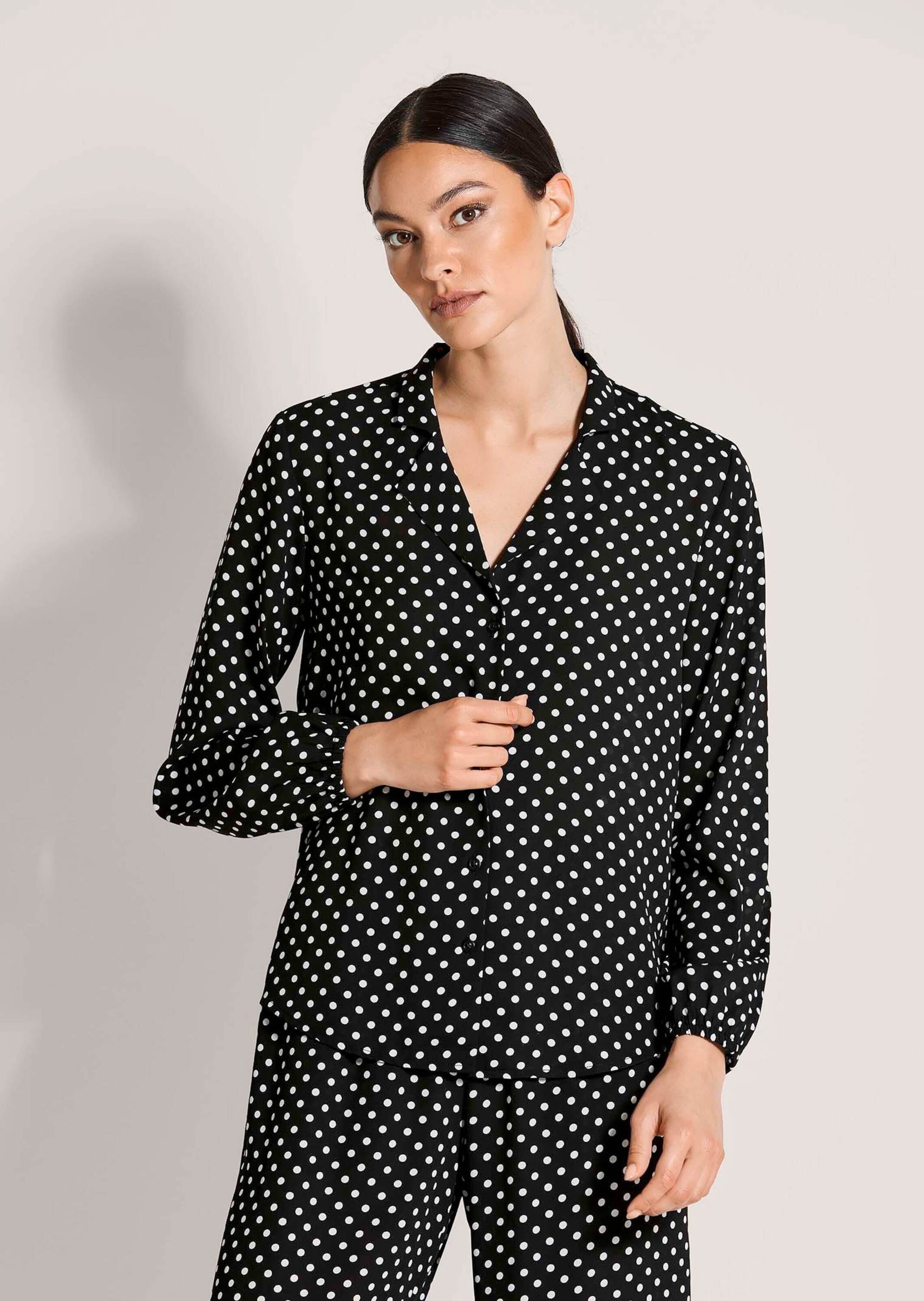 MADELEINE Langarmbluse »Hemdbluse Blusenshirt mit Tupfen-Design« Durchgehende Knopfleiste