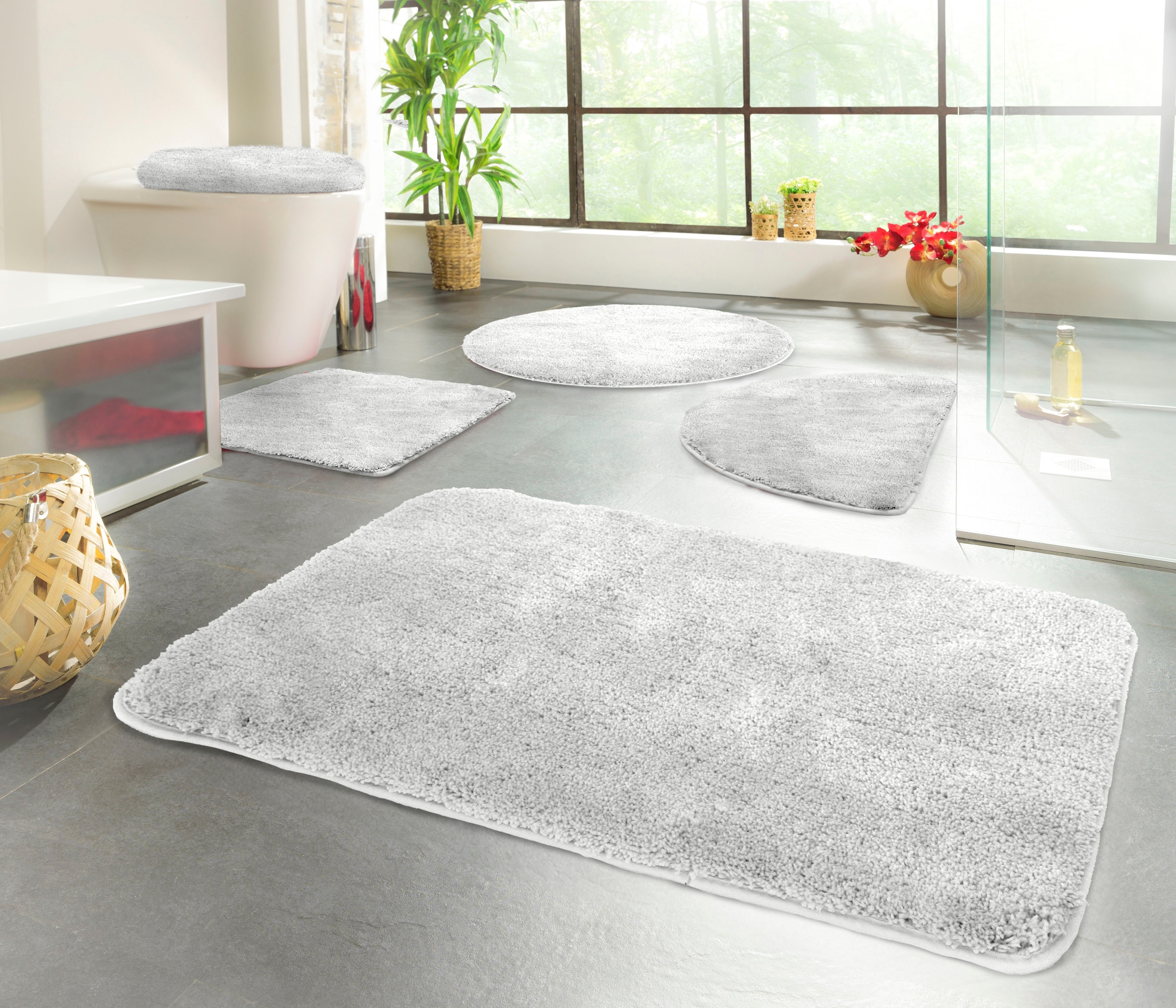 KiNZLER Badematte »Chaozhou, Badvorleger, Badezimmer Teppich« Höhe 20 mm rutschhemmend beschichtet fußbodenheizungsgeeignet Badteppich, Uni Farben, weich, als rechteckig, rund & Set erhältlich