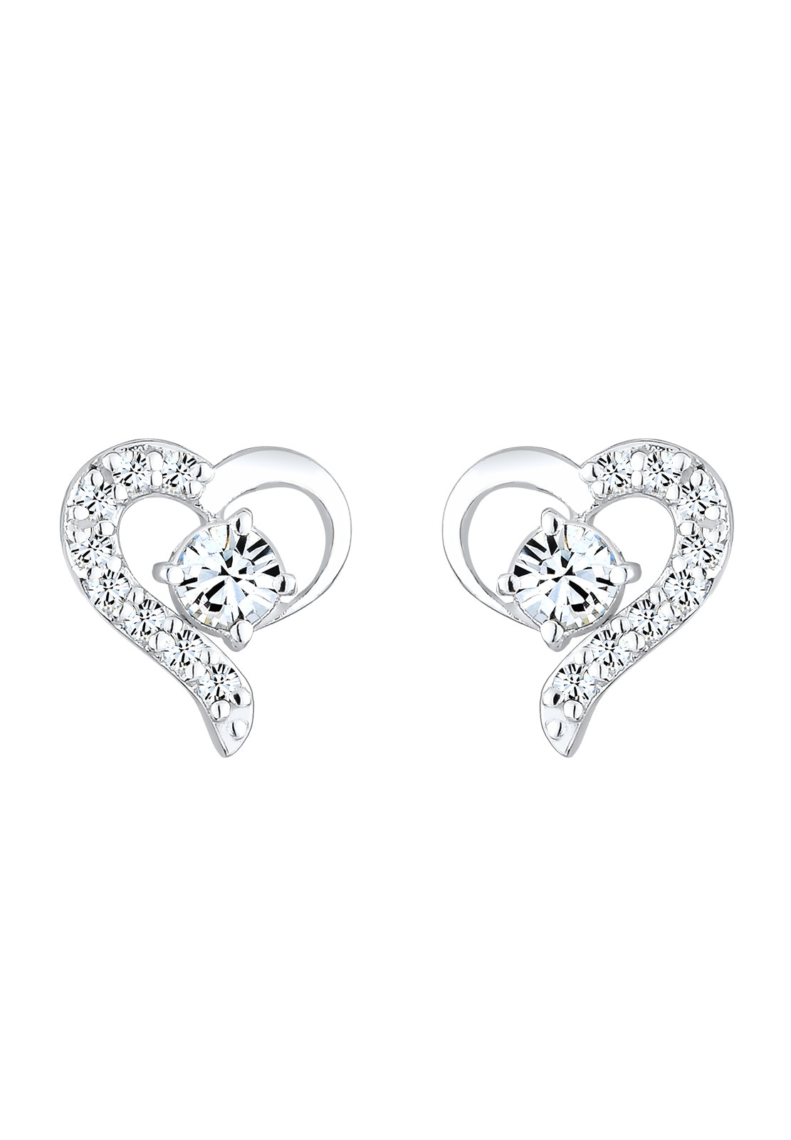 Elli Paar Ohrstecker »Ohrringe Herz Liebe Kristalle 925 Silber Stecker«