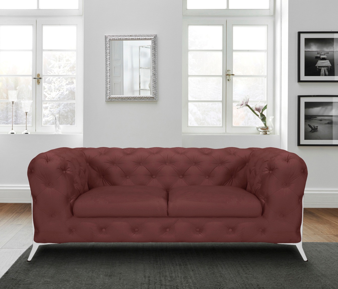 Leonique Chesterfield-Sofa »Amaury«, aufwändige Knopfheftung, moderne Chesterfield Optik, Fußfarbe wählbar