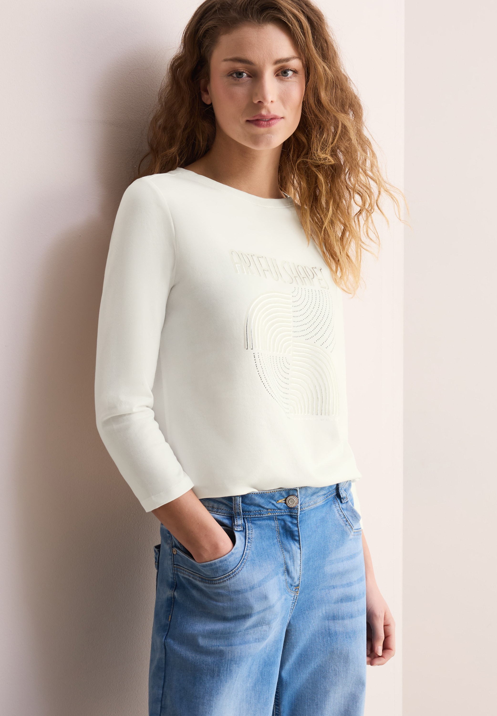 Cecil Langarmshirt, mit Schimmer-Print