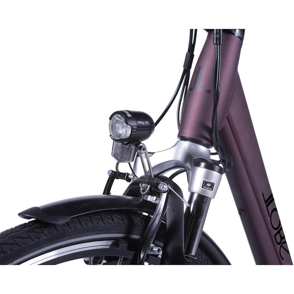 LLobe E-Bike »Metropolitan JOY rot 8 Ah«, 3 Gang, Frontmotor 250 W