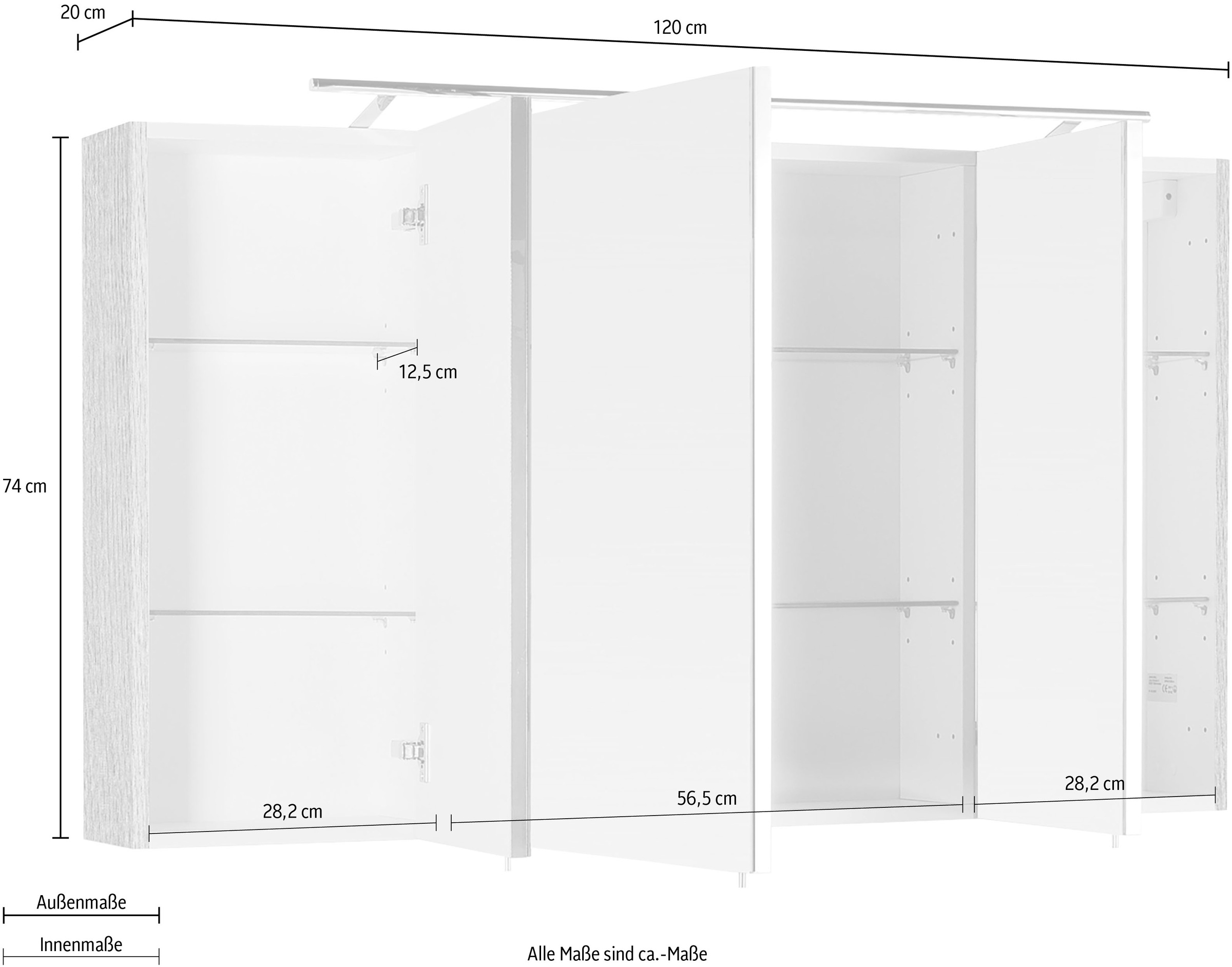 Saphir Spiegelschrank »3040«, Breite 120 cm