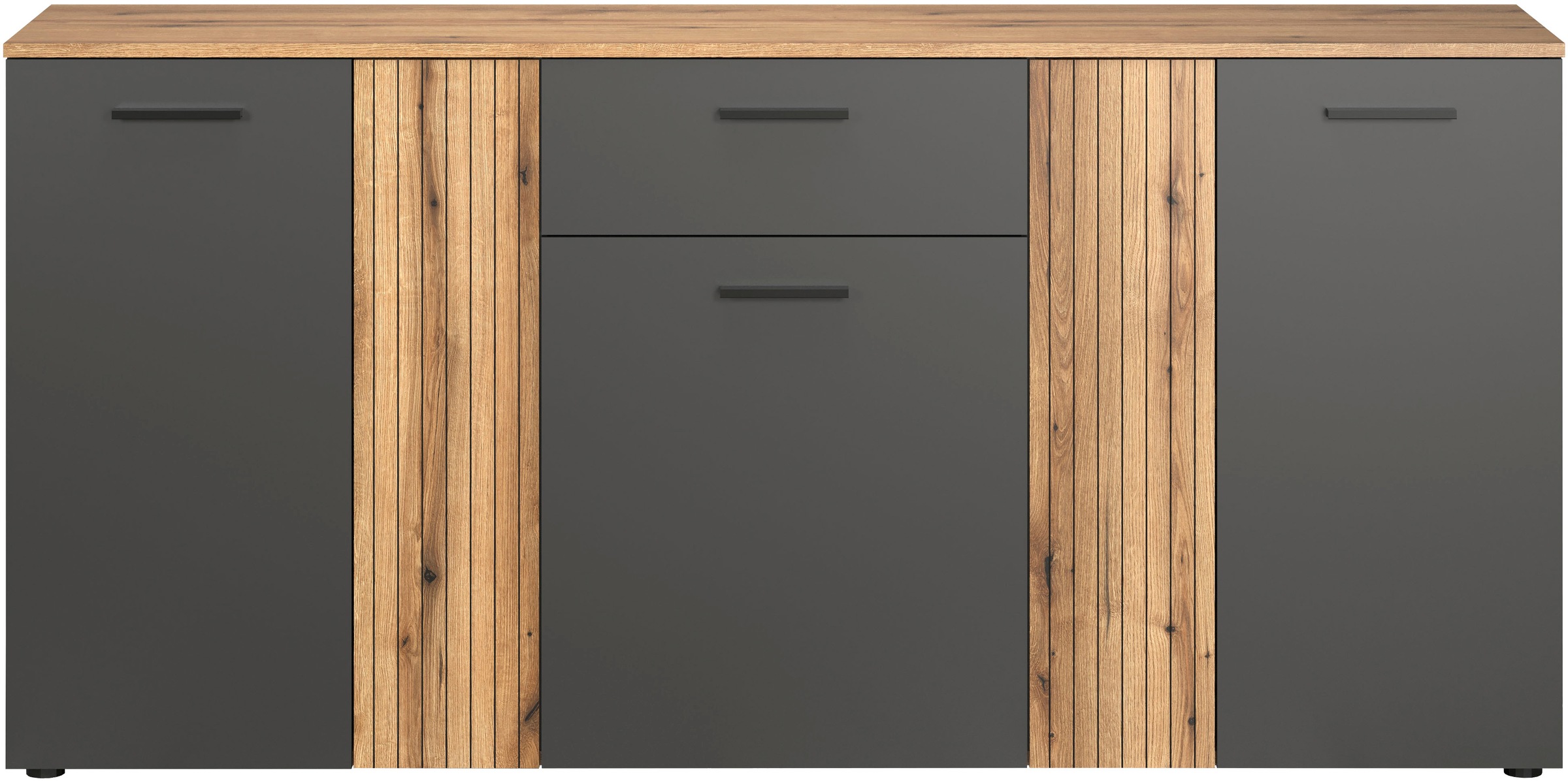 Home affaire Kommode »Estepona« Sideboard mit anpassbaren Türen mit Rillen-Optik