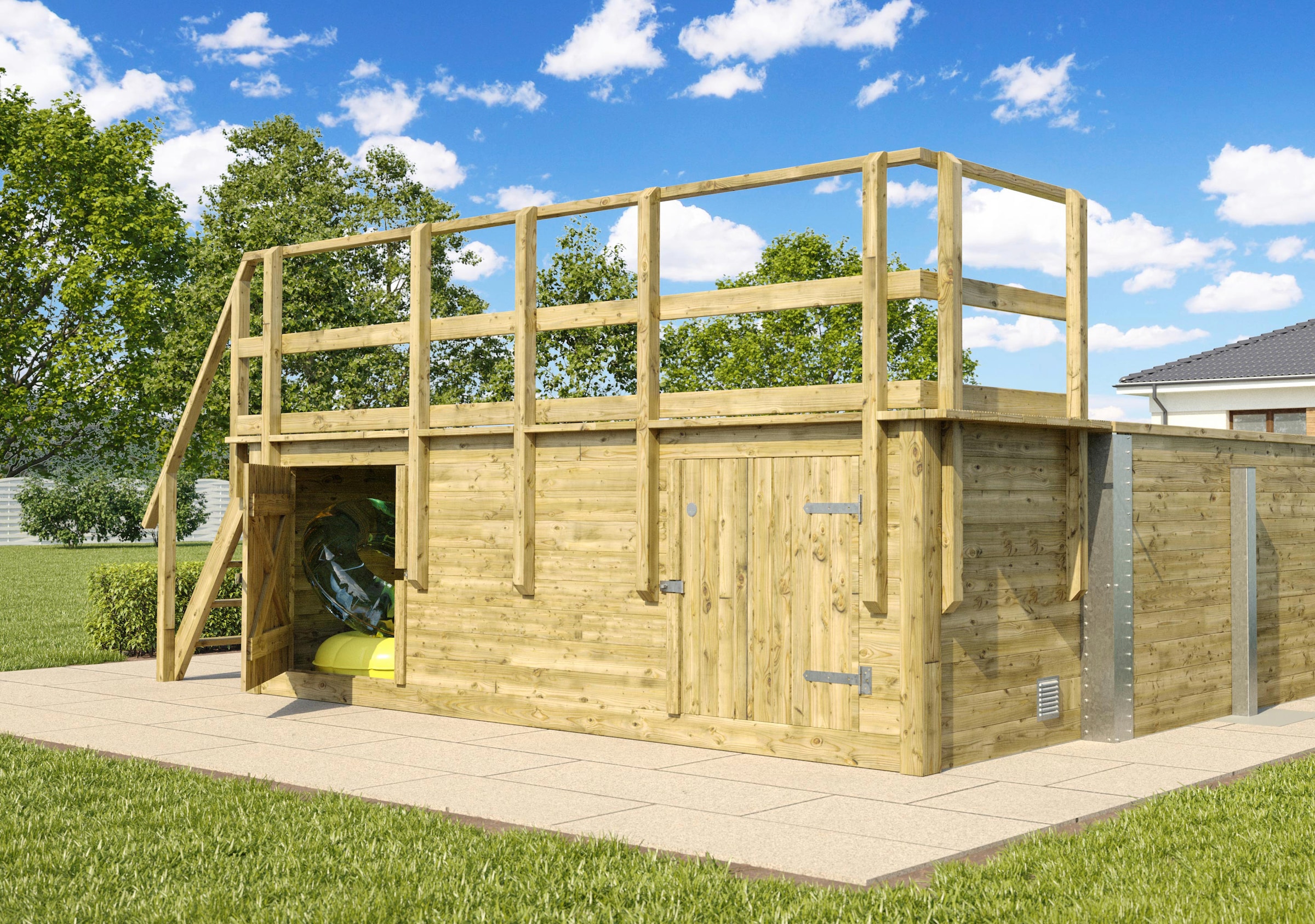 weka Rechteckpool »595 Gr. 1 mit Sonnendeck und Technikraum«, (Set, 10 tlg.), BxLxH: 309x416x116 cm
