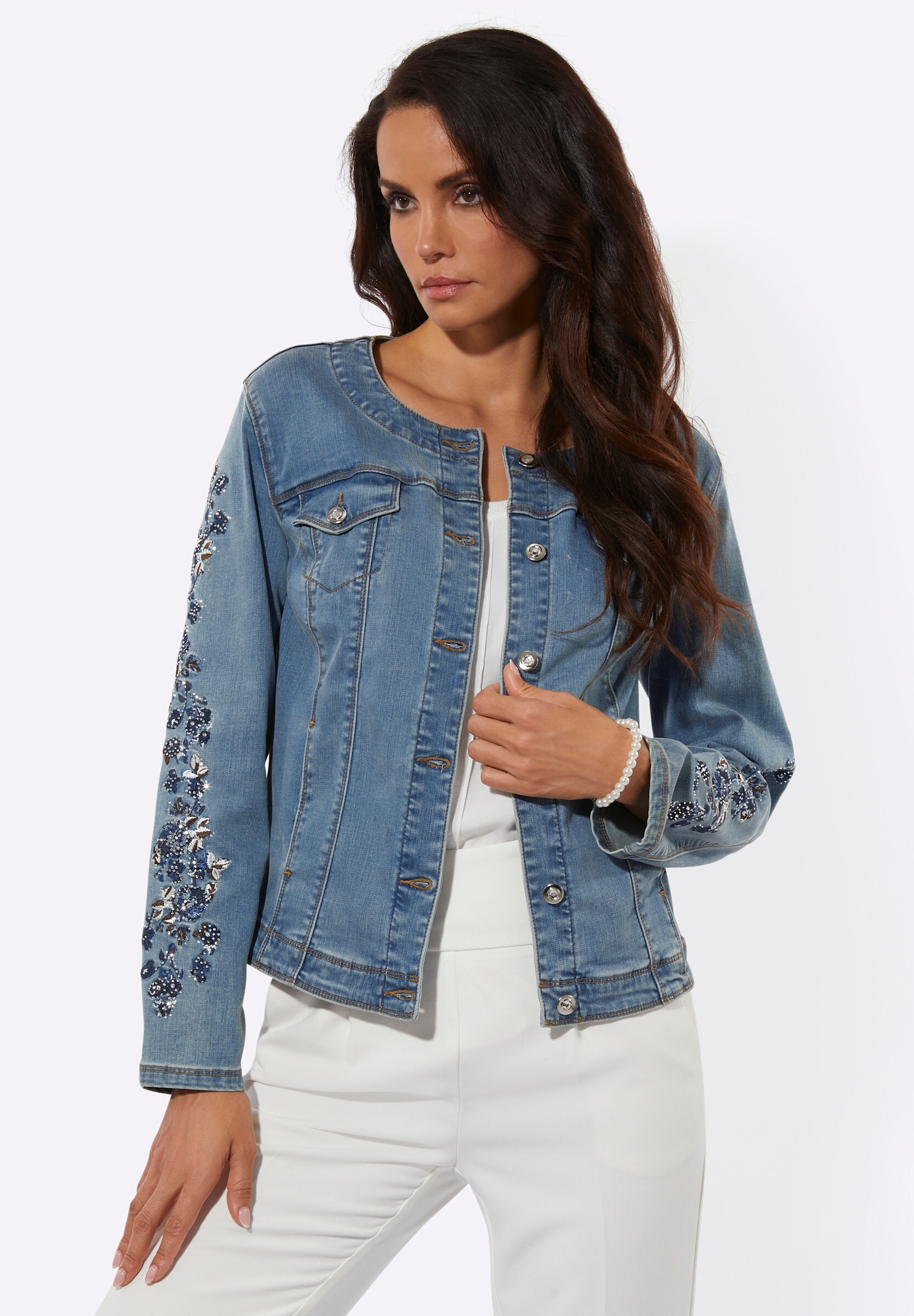creation L Jeansblazer »Lyocell-Baumwoll-Jeansblazer Jeansblazer mit Baumwolle«