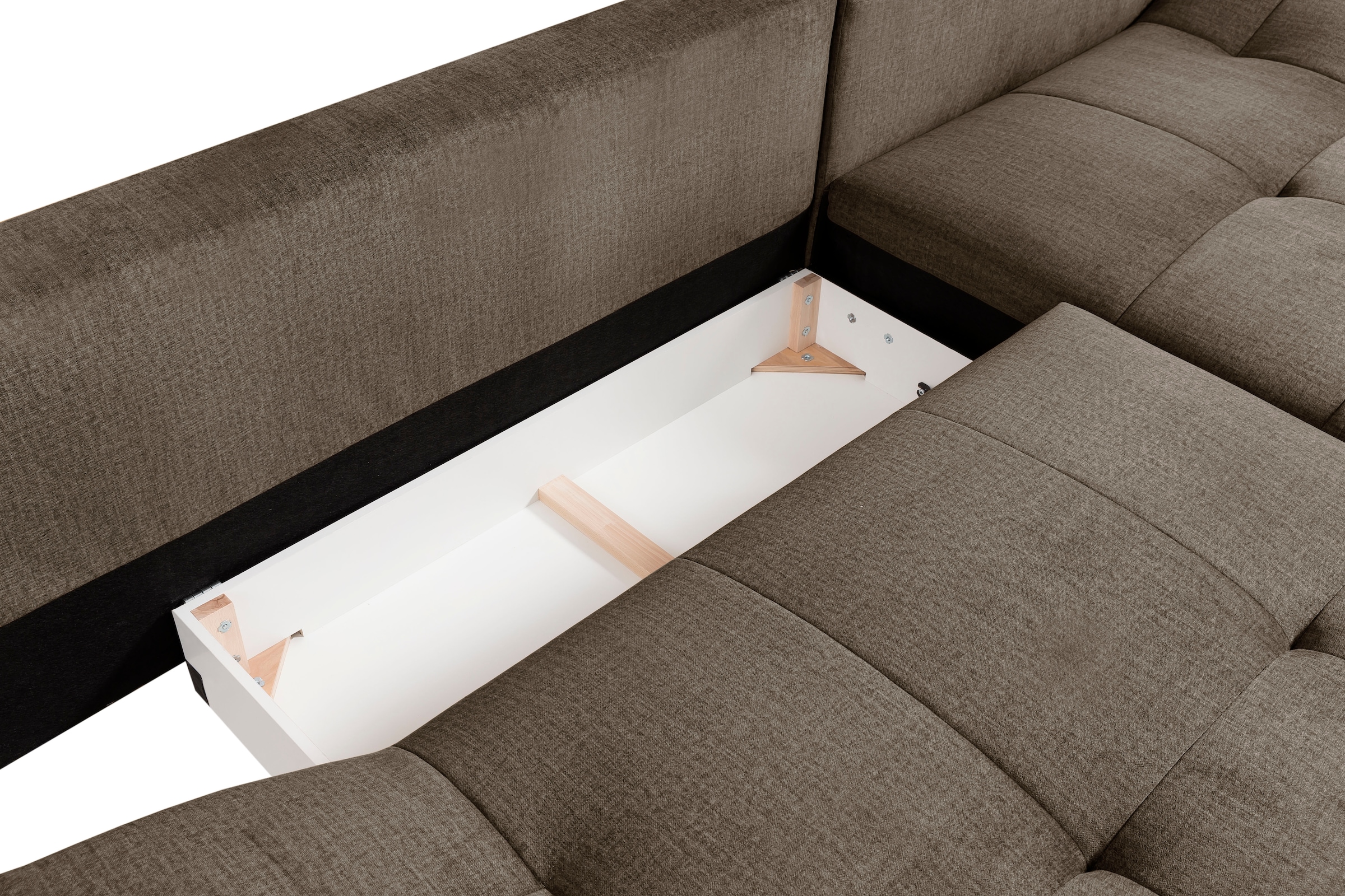 exxpo - sofa fashion Ecksofa »Olmedo, extravagantes Design und toller Sitzkomfort, L-Form«, inklusive Bettfunktion, Bettkasten und Rückenkissen