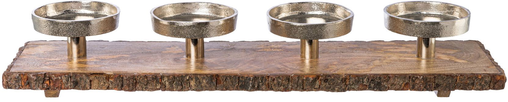 Creativ deco Kerzenhalter »Weihnachtsdeko«, (1 St.), mit Rindenstruktur
