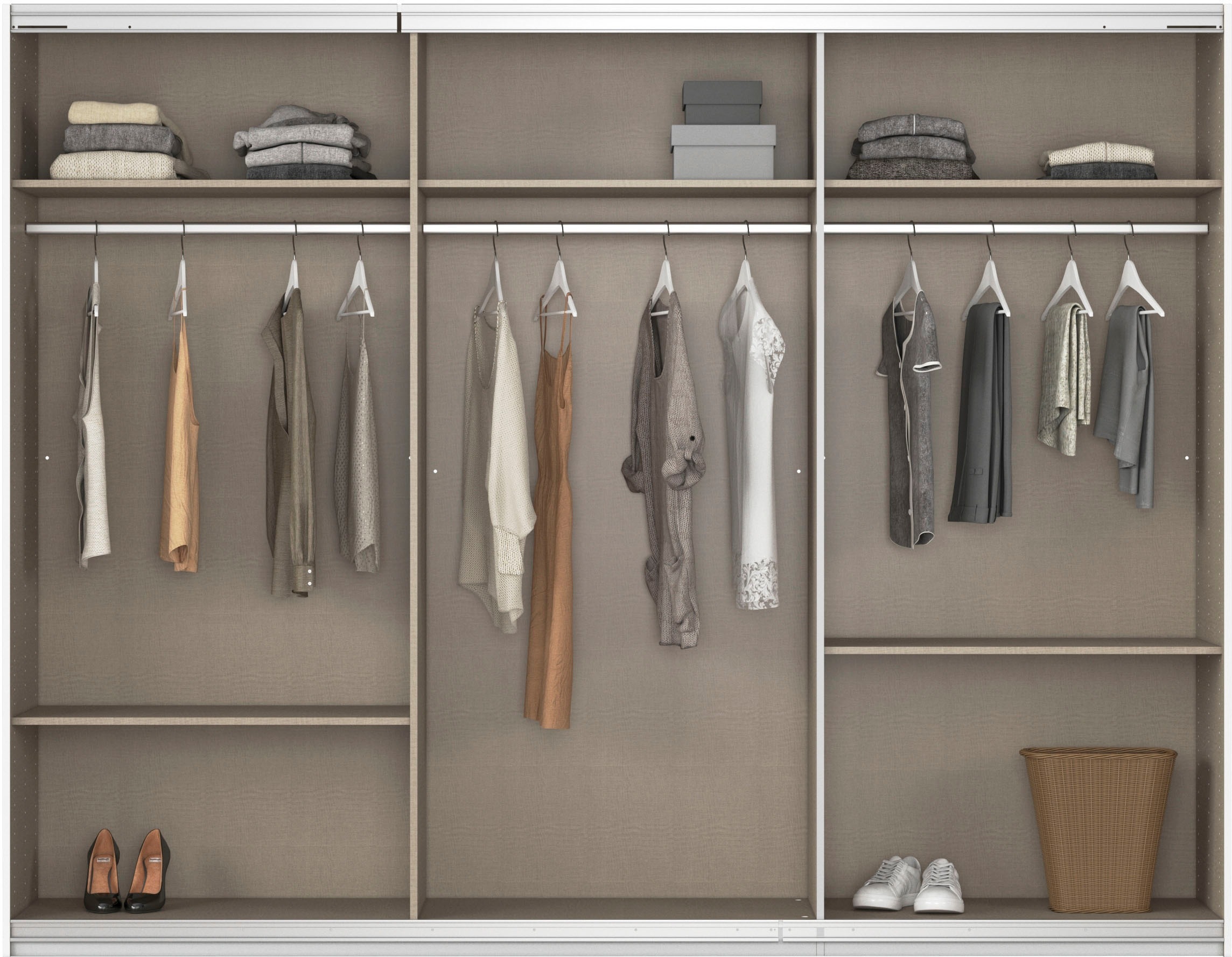 rauch Schwebetürenschrank »Kleiderschrank Schrank Garderobe AGORDO«, (in zwei Griff-Farben), Top Innenausstattung, in 4 Breiten und 2 Höhen MADE IN GERMANY