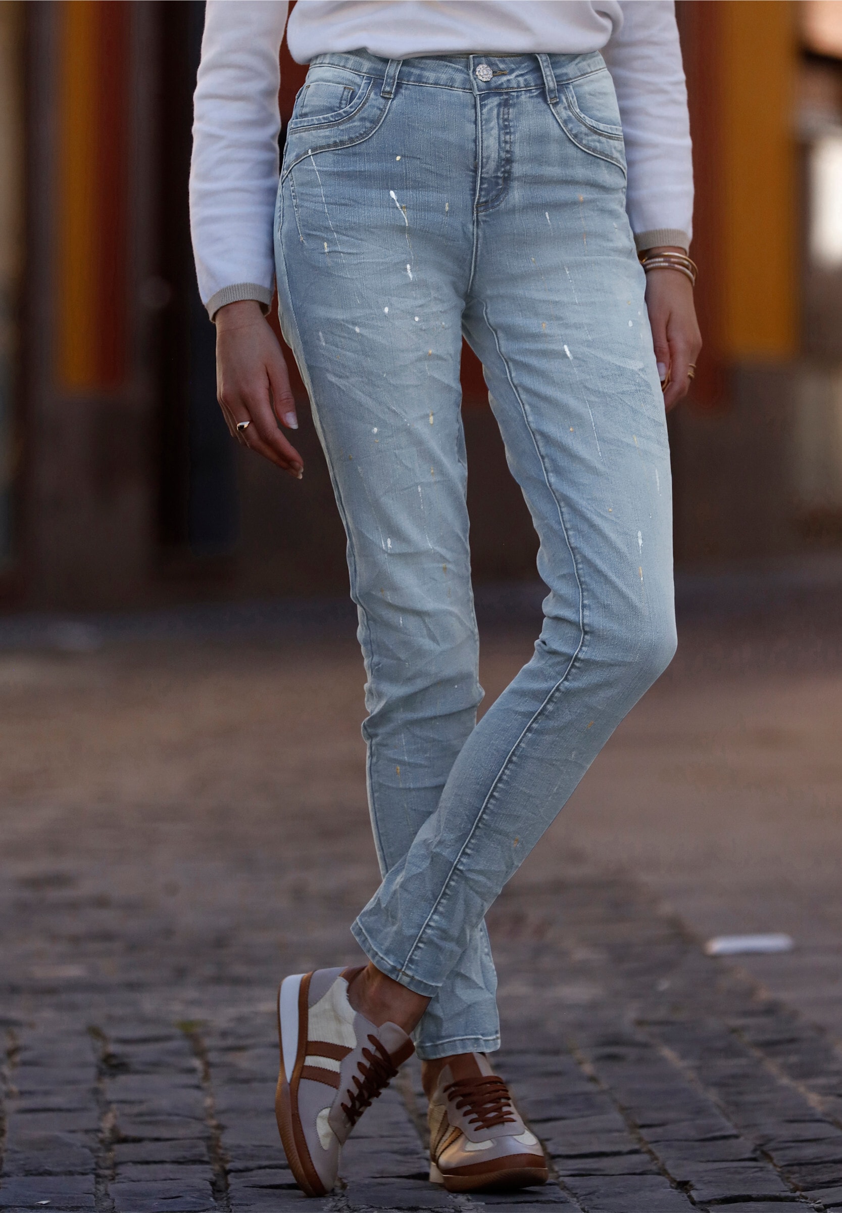 heine 5-Pocket-Jeans »Jeans Jeans mit Glitzerdruck«